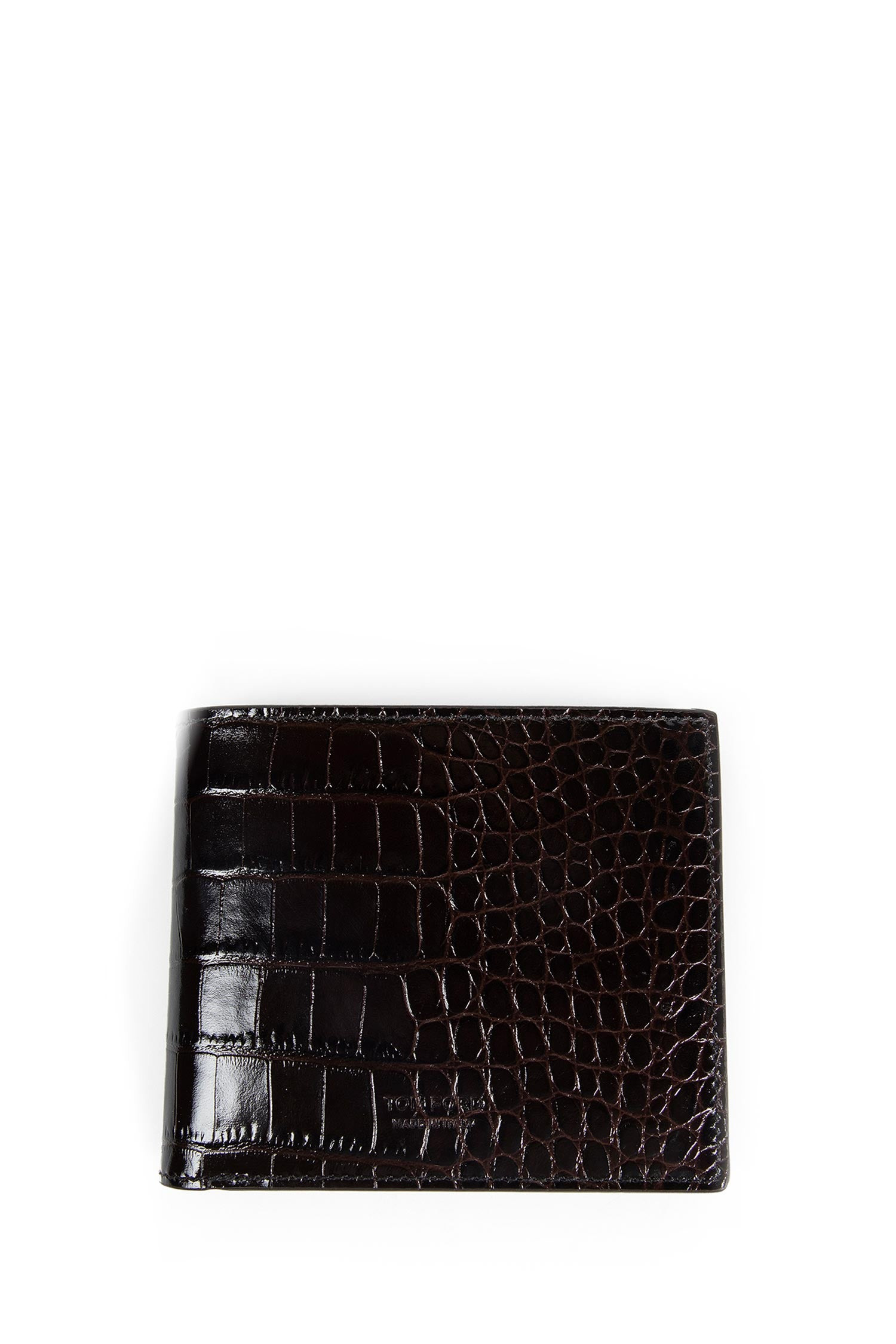 Shiny Stamped Crocodile Leather Bifold Wallet - 1