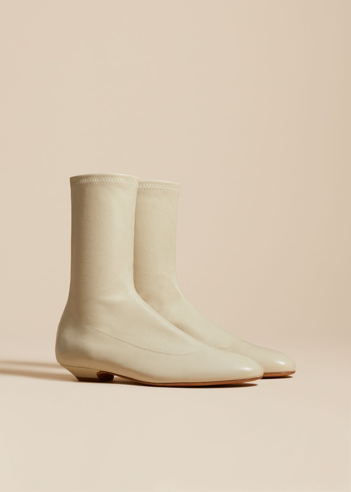 The Apollo Ankle Boot in Off-White Leather - 2