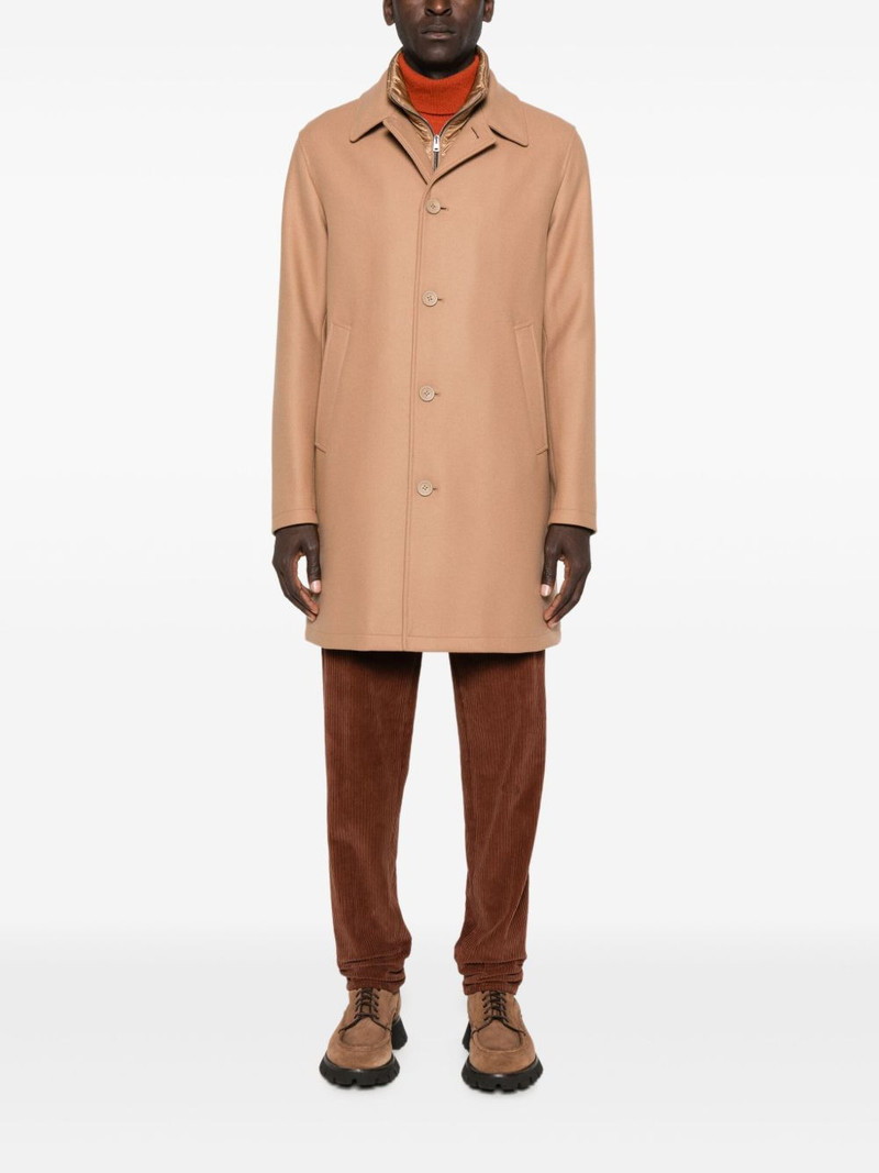 Herno button-fastening wool-blend coat outlook