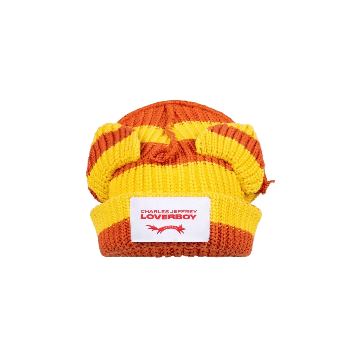 CHUNKY EARS BEANIE (YELLOW/ORANGE STRIPE) - 1