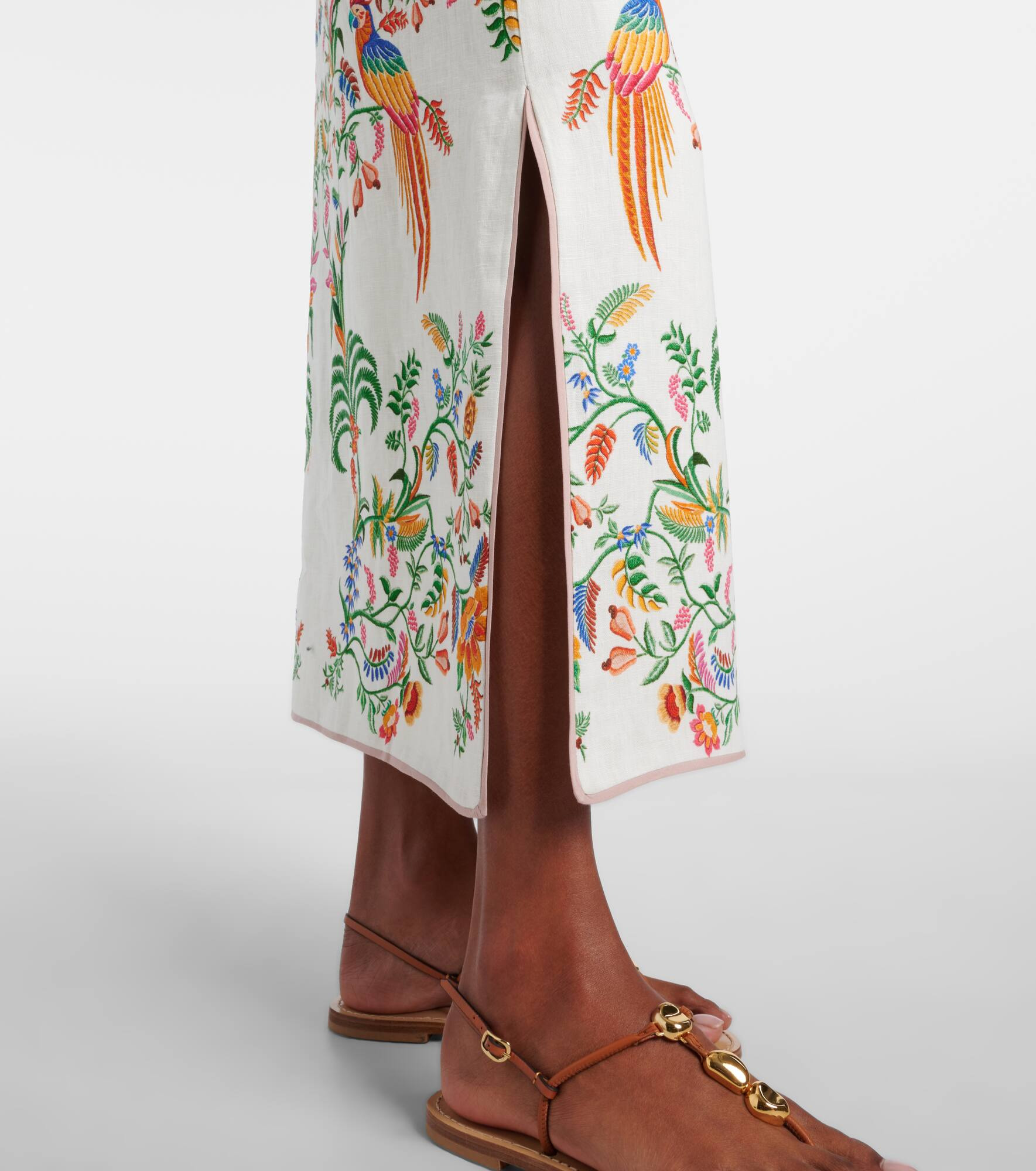 Printed linen midi skirt - 5