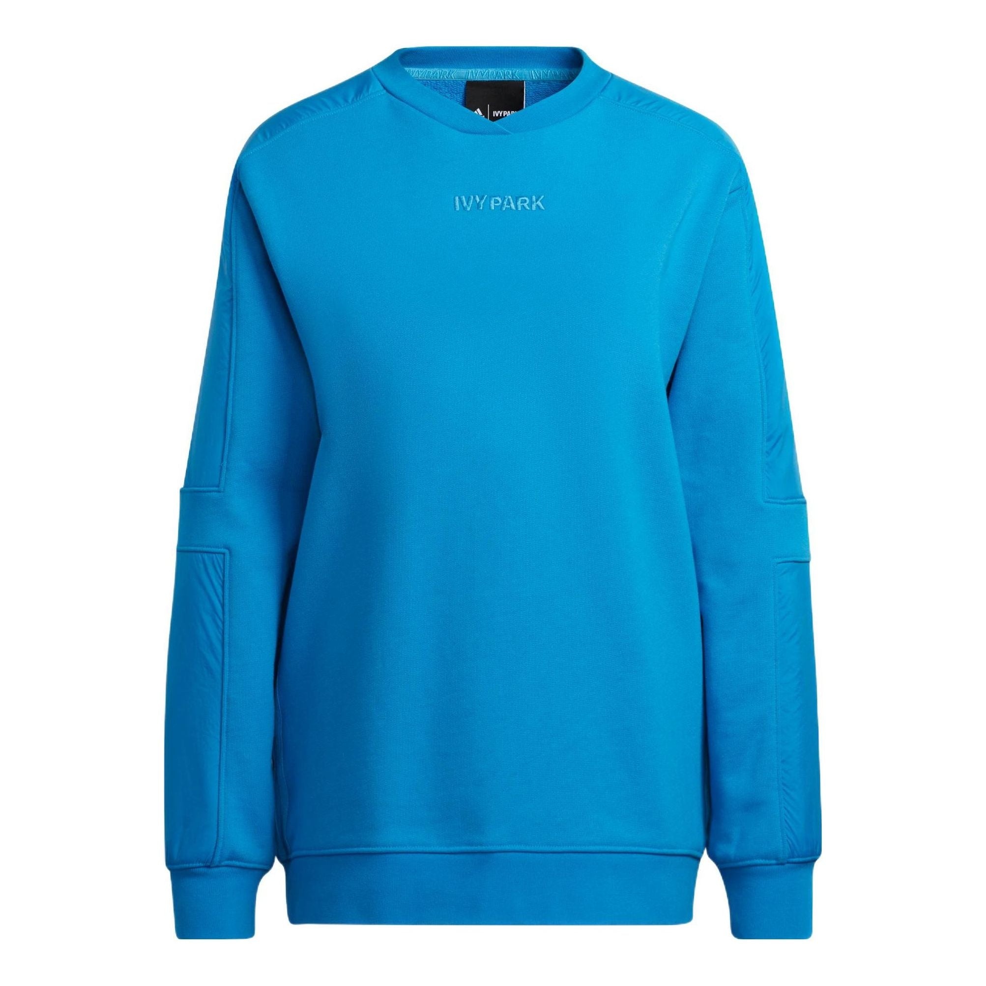 adidas x Ivy Park Crossover Solid Color Chest Logo Embroidered Pullover Round Neck Long Sleeves Blue - 1