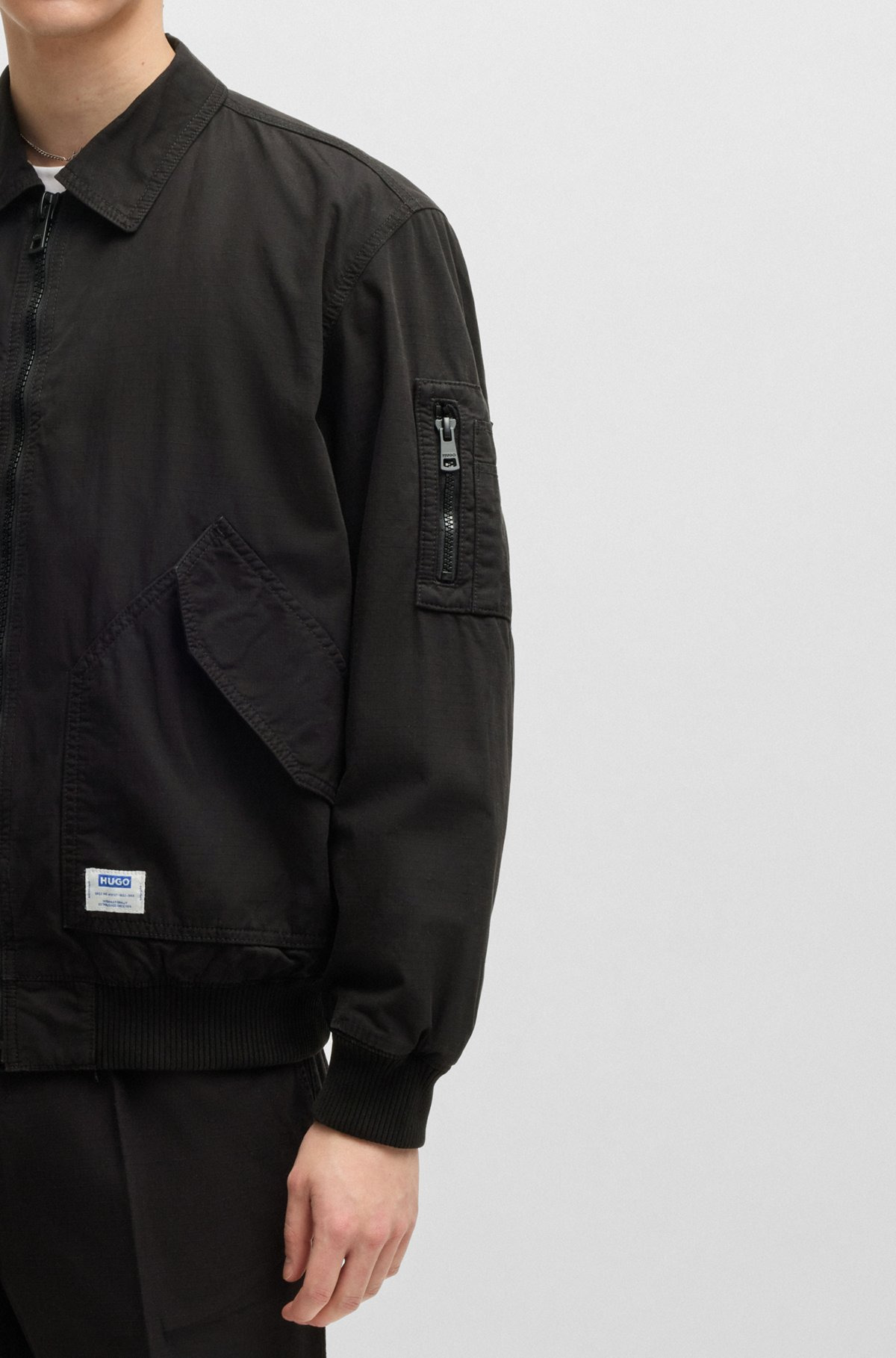 COTTON-RIPSTOP FLIGHT JACKET WITH LOGO LABEL - 6