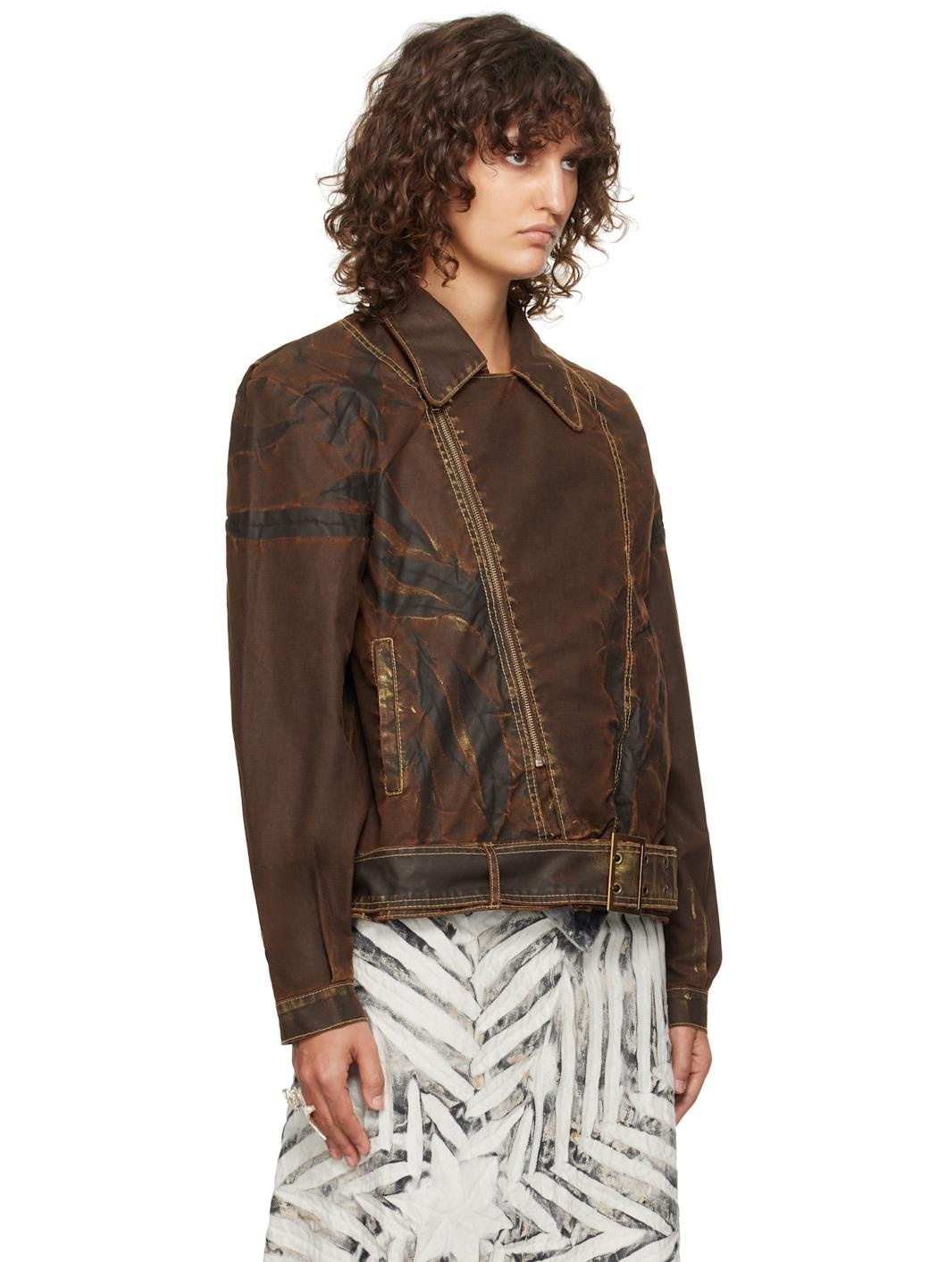Brown Oversized Double Rider Jacket - 2