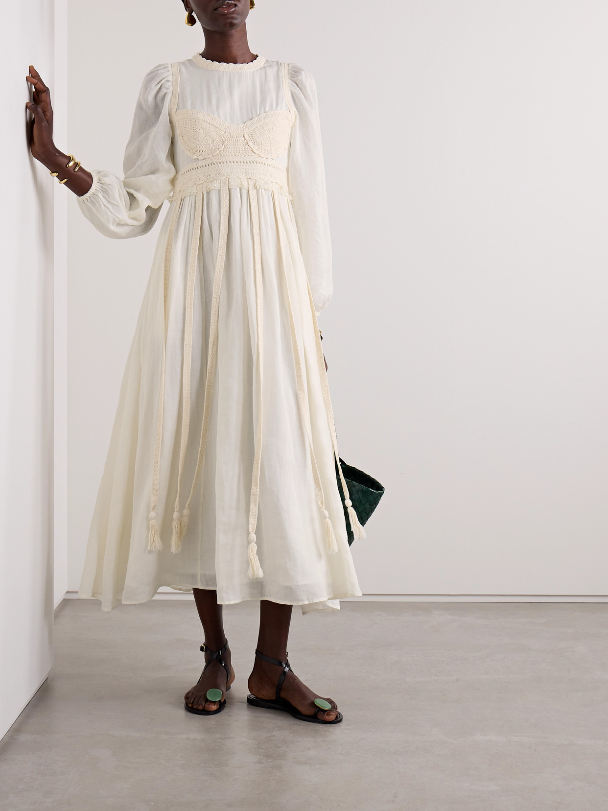 Aviva Knitted Cotton-trimmed Ramie Midi Dress - 2