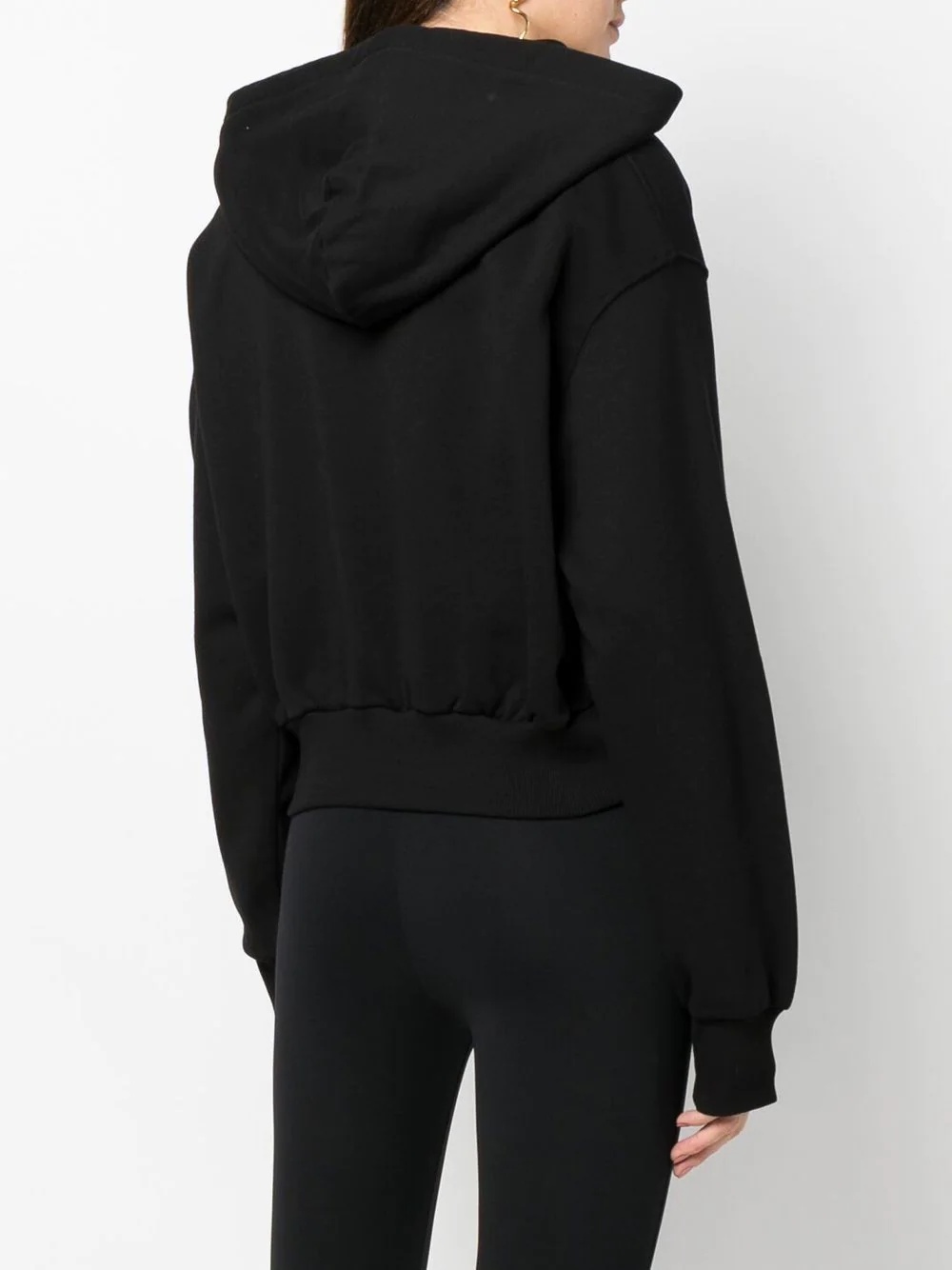 logo-embroidered cropped hoodie - 4