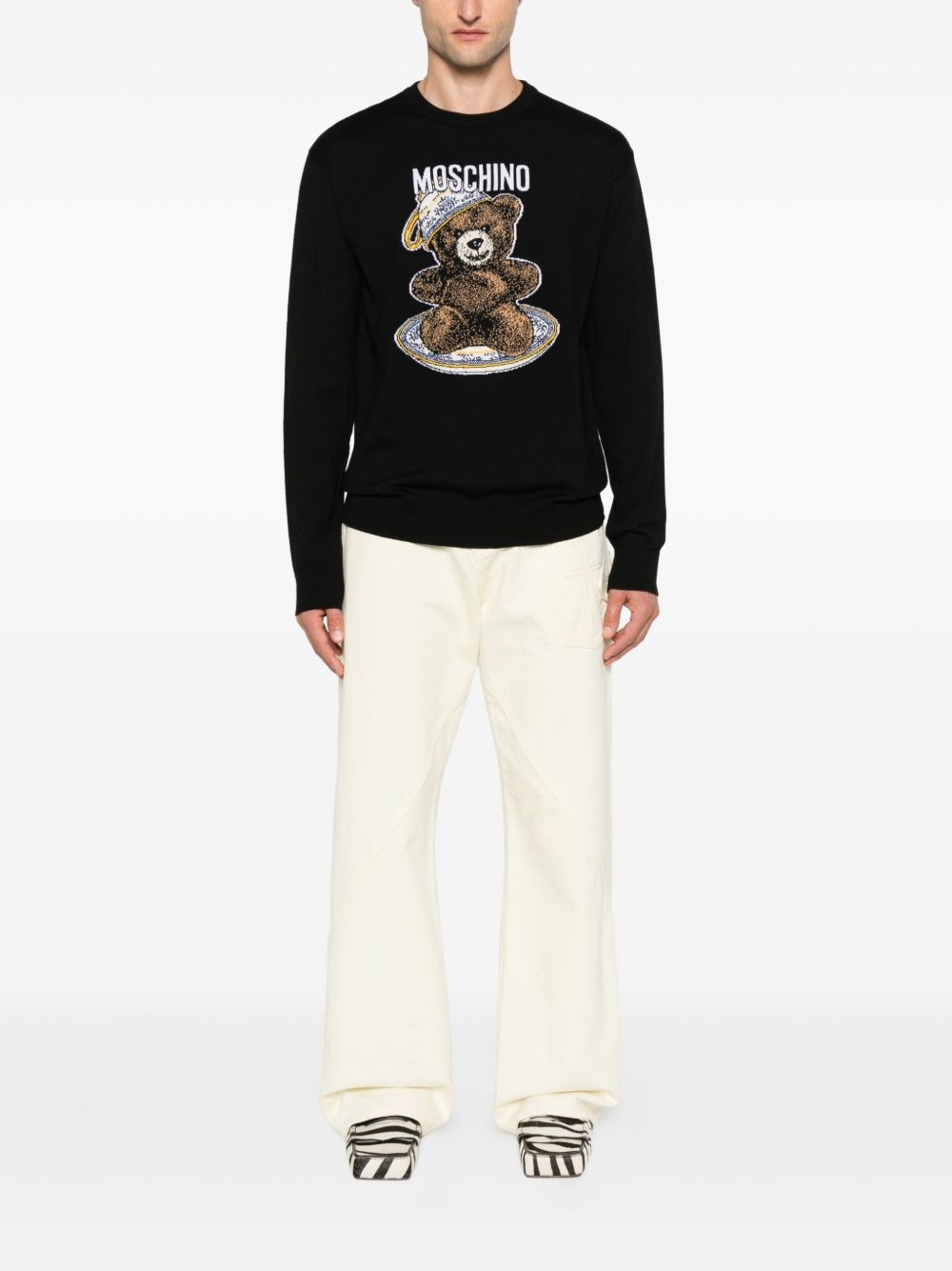 teddy-intarsia wool jumper - 2
