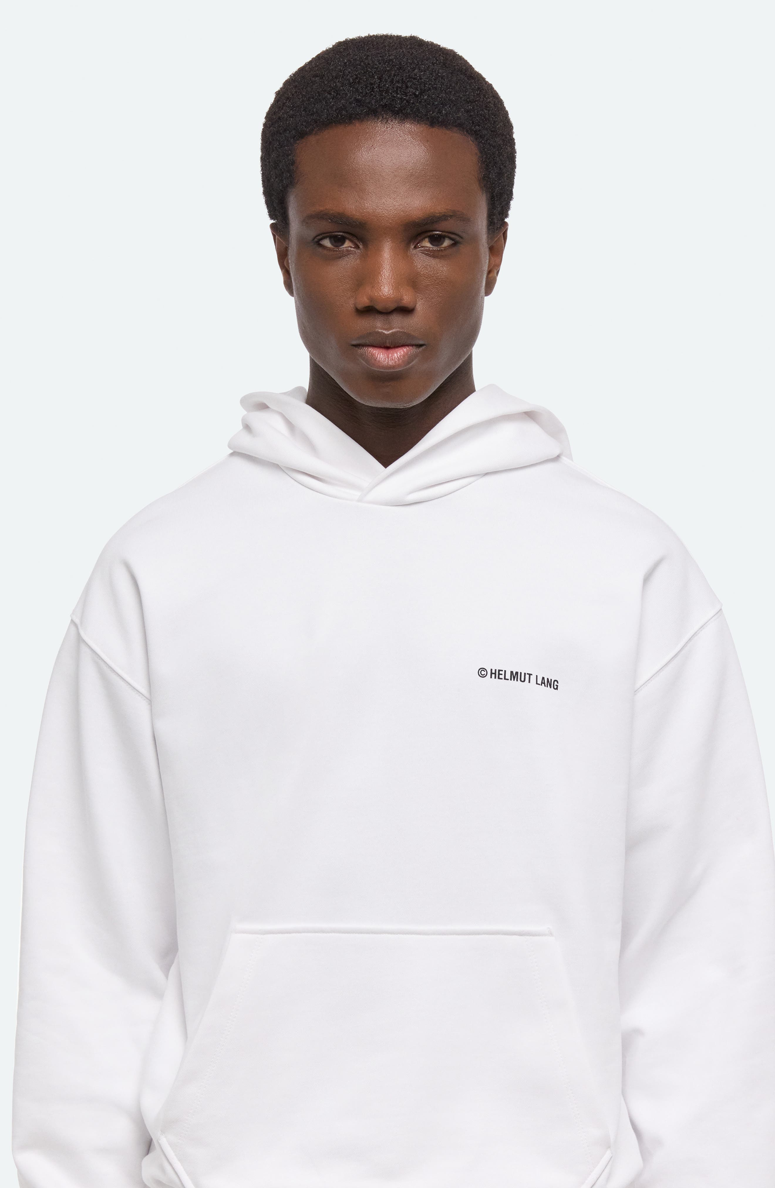 Helmut Lang Plastic Compact Cotton Graphic Hoodie in White at Nordstrom - 4