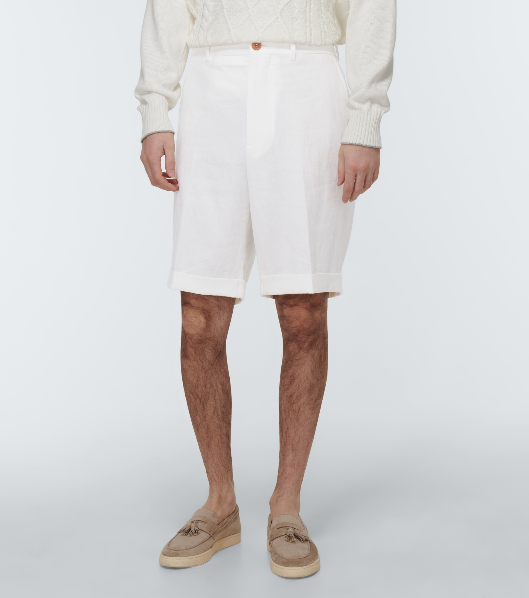 Mid-rise linen shorts - 3