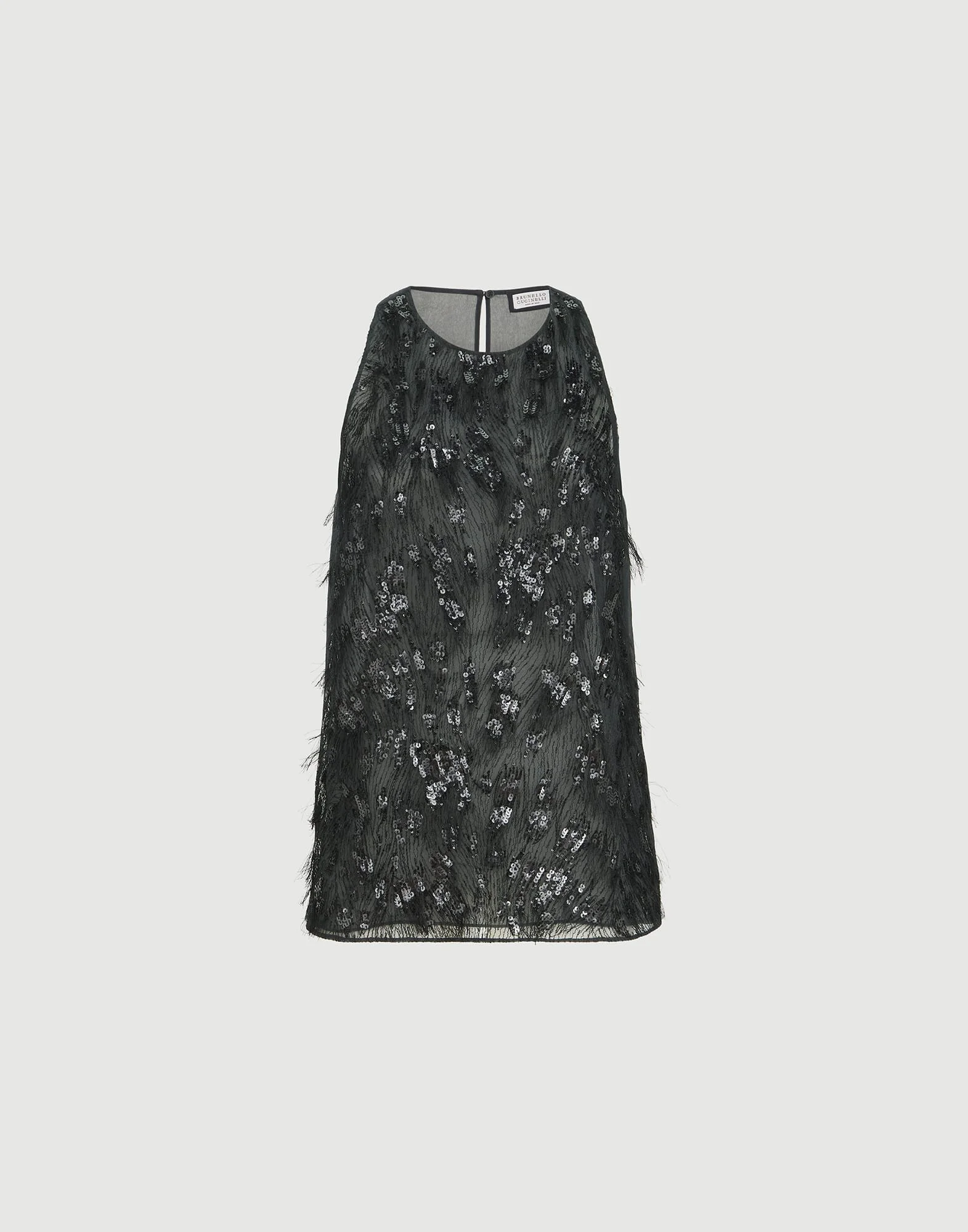 Crispy silk top with dazzling lynx embroidery - 1