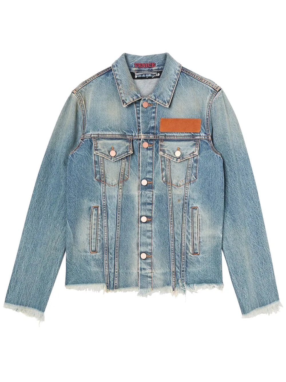 Palm Tree-embroidery denim jacket - 1