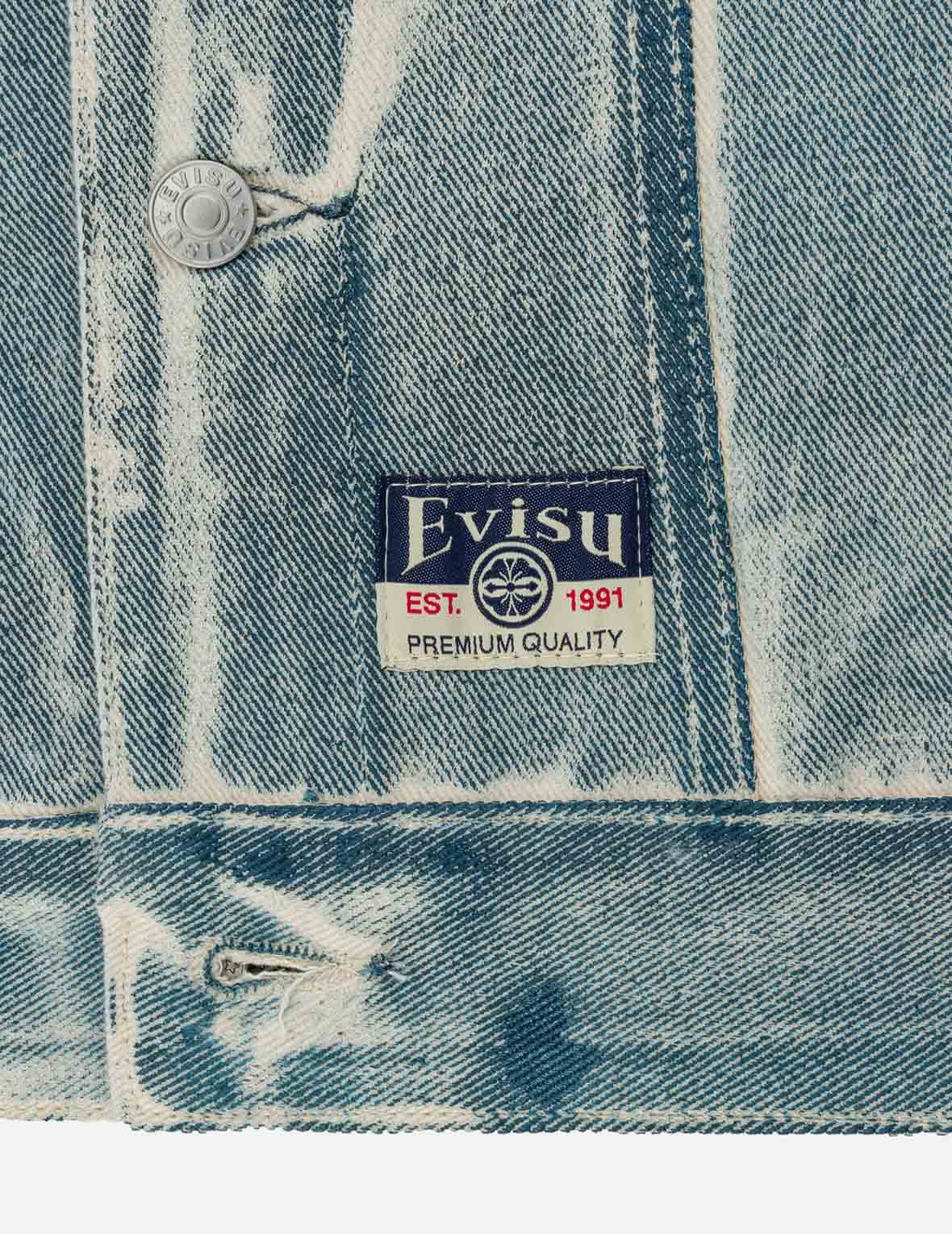 KAMON AND SEAGULL APPLIQUÉ WITH RUBBING PRINT FASHION FIT DENIM JACKET - 13
