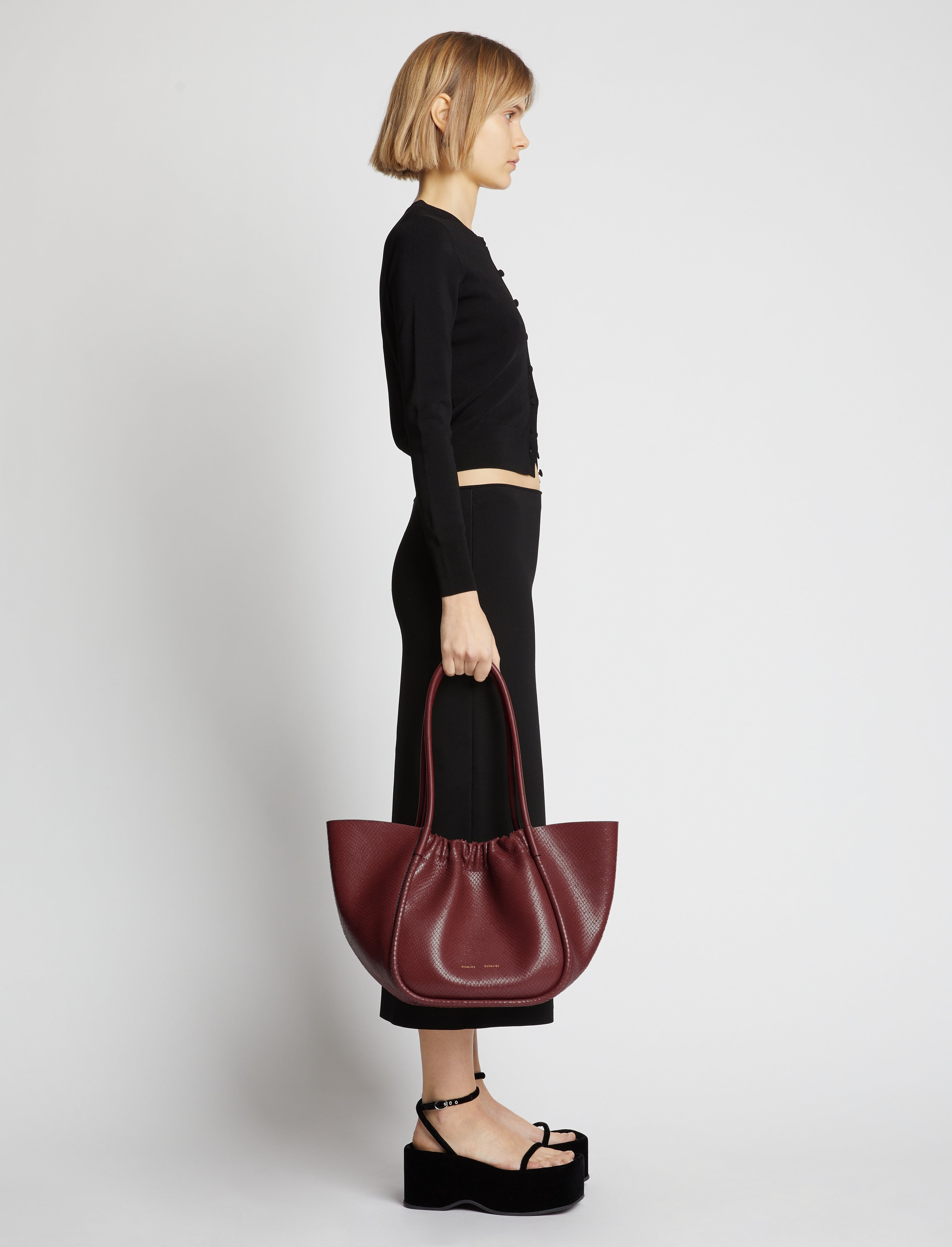 Carved Python Large Ruched Tote - 2