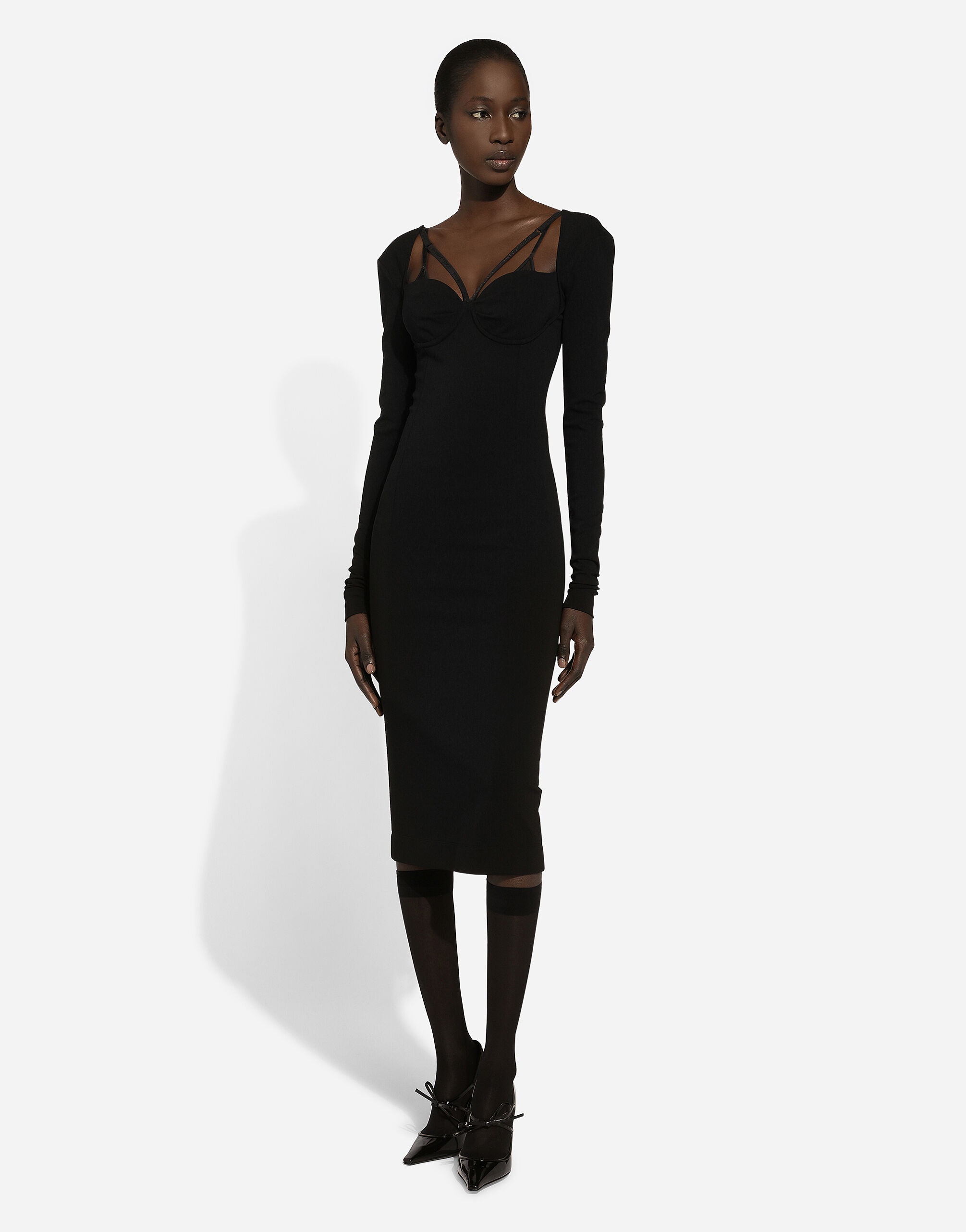 Jersey Milano rib calf-length dress - 5