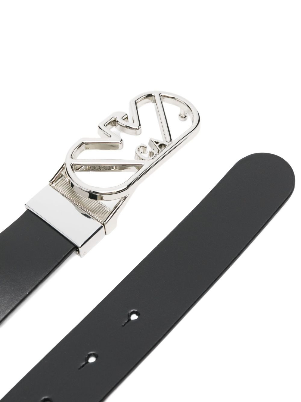 logo-buckle leather belt - 2