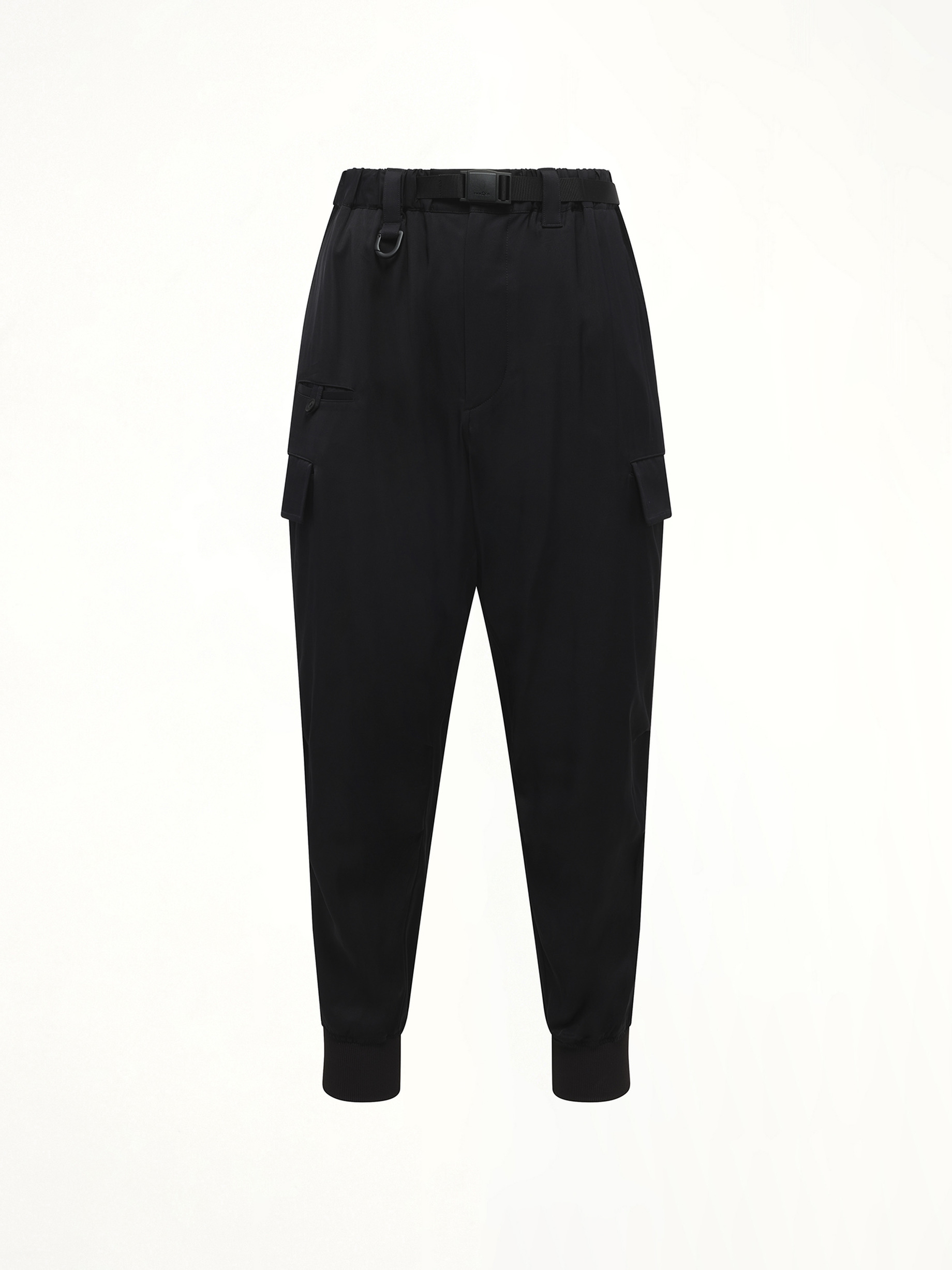 Rayon Twill Cuffed Pants in Black - 2