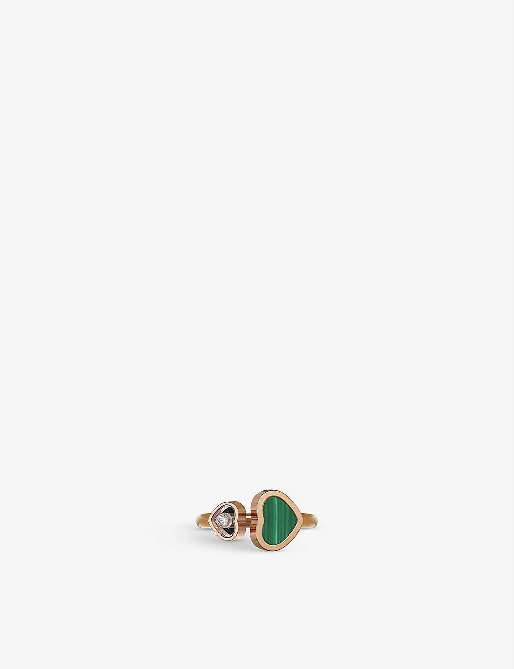 Happy Hearts 18ct rose-gold, 0.05ct round-cut diamond and malachite ring - 2