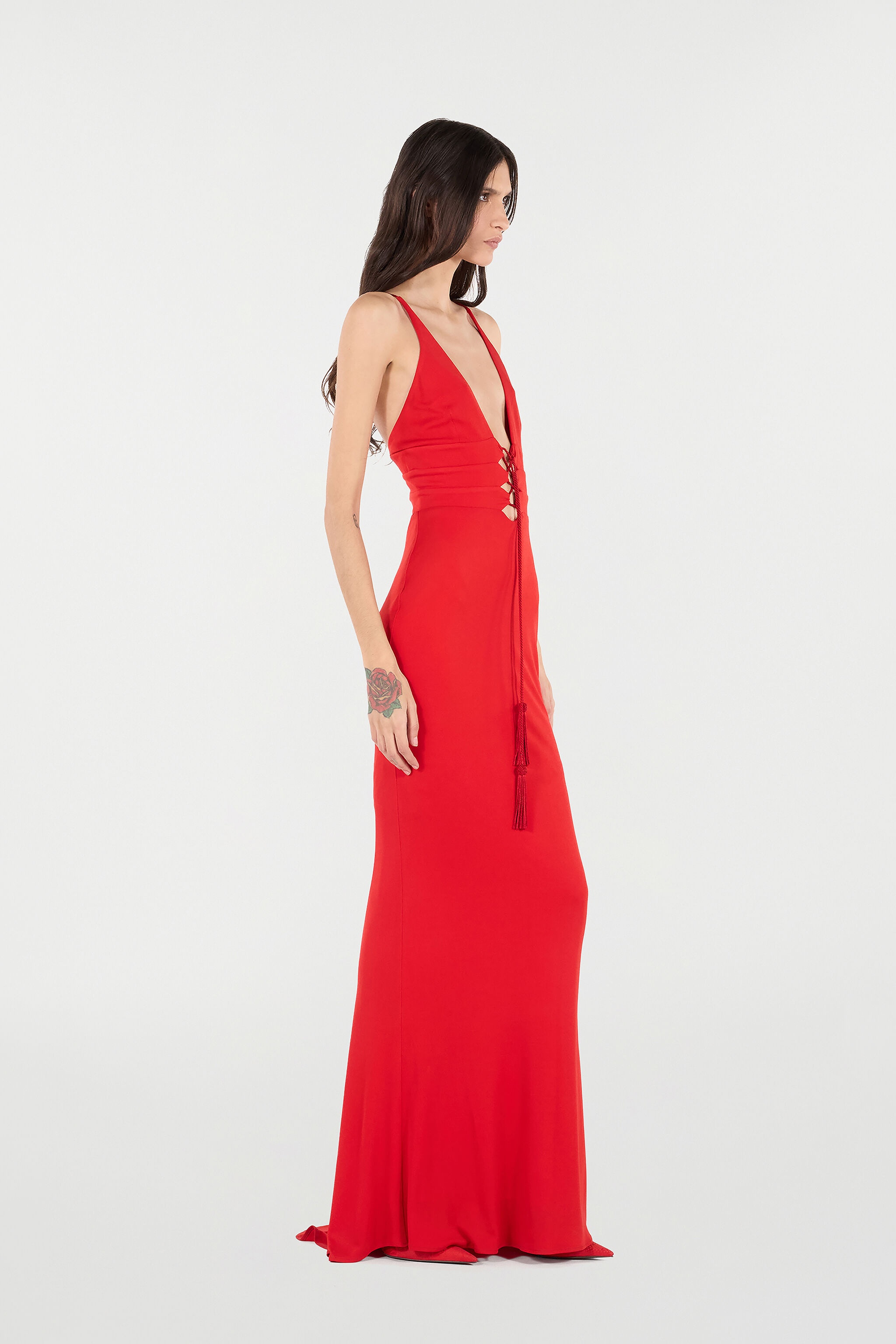 Long Dress With Criss-Cross Detail - 3