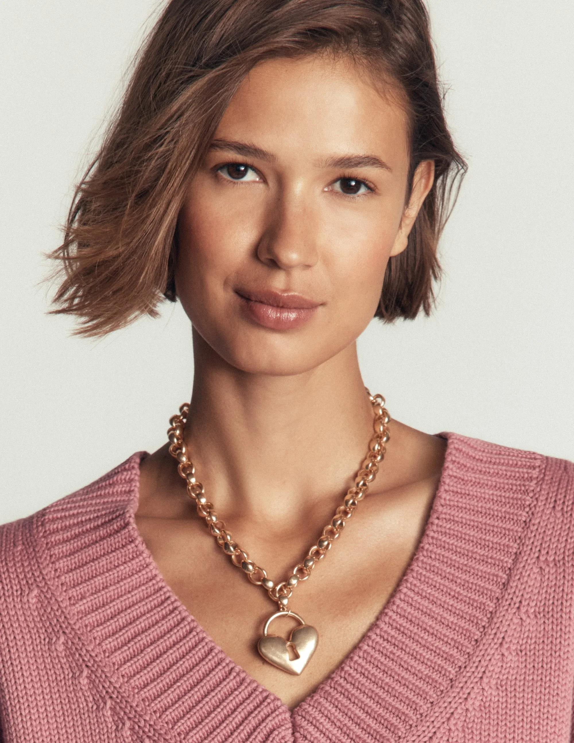 Chunky Love Lock Necklace-Gold - 1