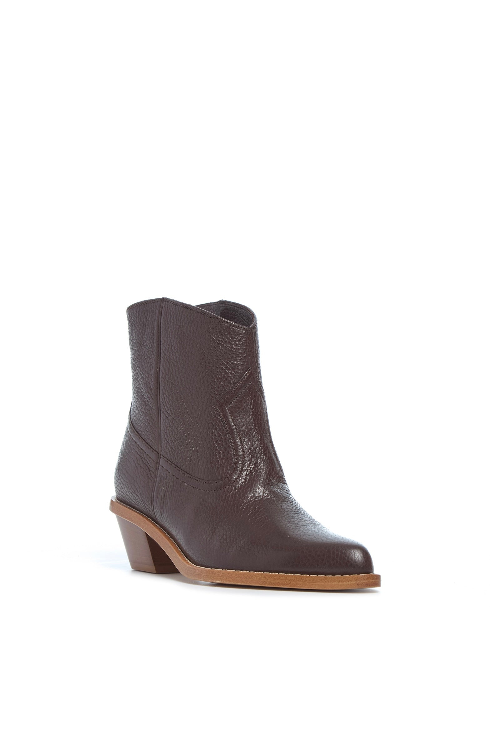 Leduc Ankle Boot in Chocolate Grained Leather - 2