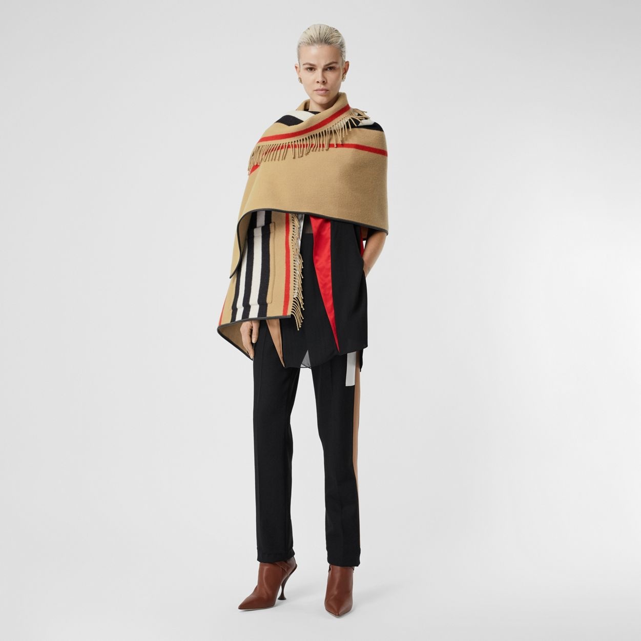 Icon Stripe Wool Cashmere Jacquard Cape - 2