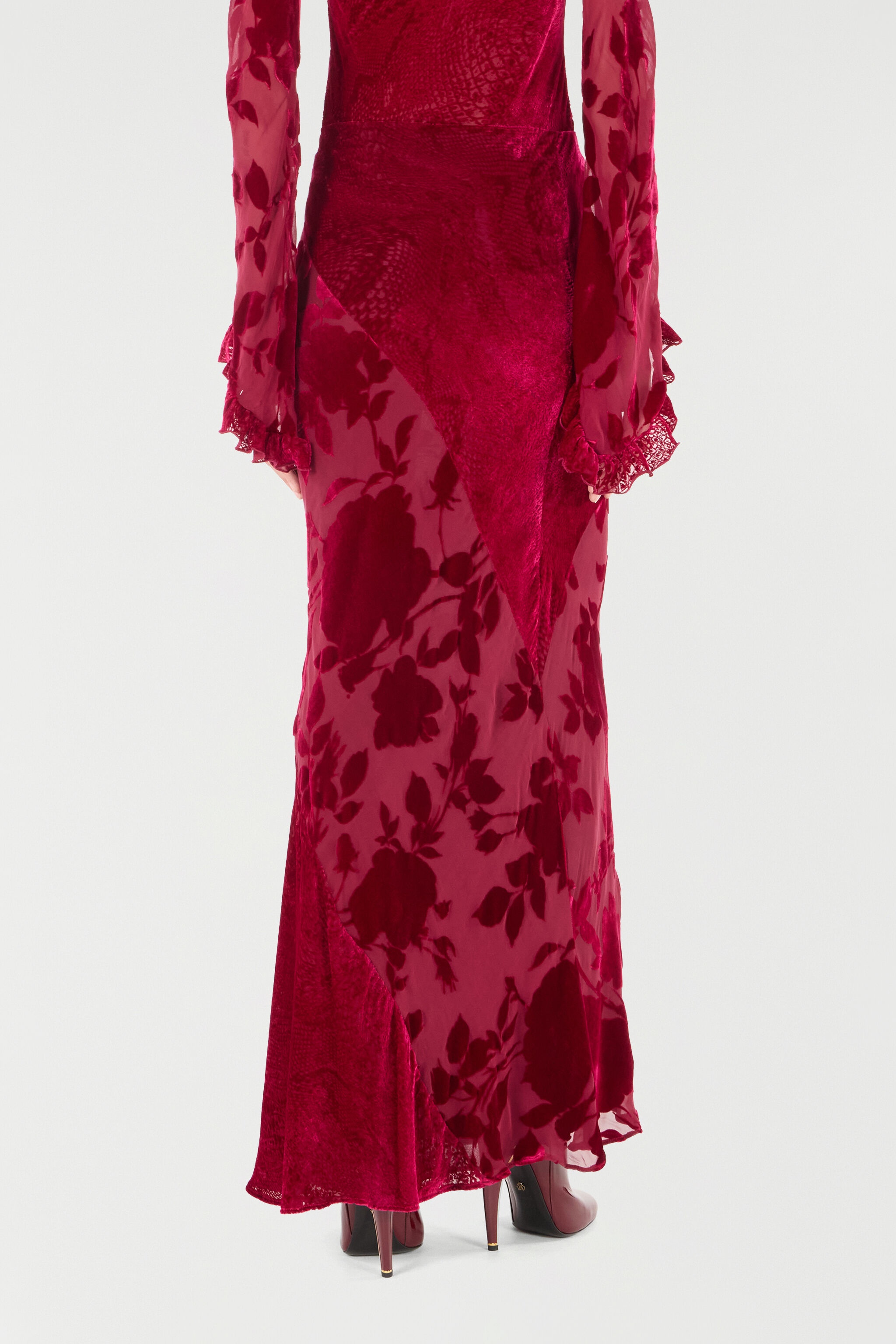 Long Skirt With Rose And Python Pattern - 4