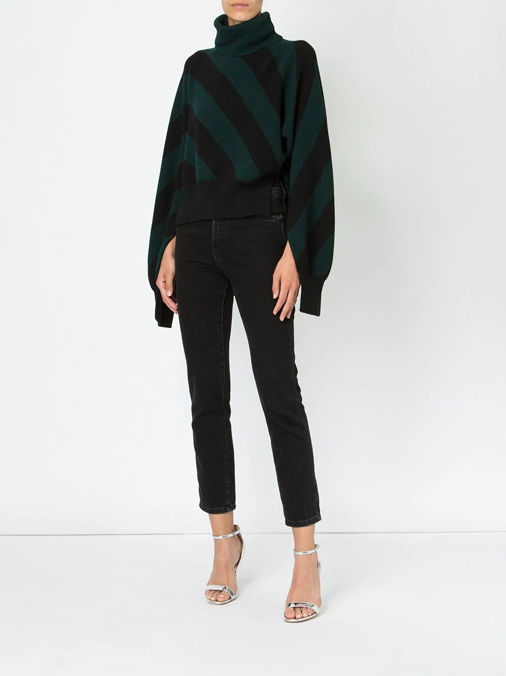 diagonal stripe turtleneck jumper - 2