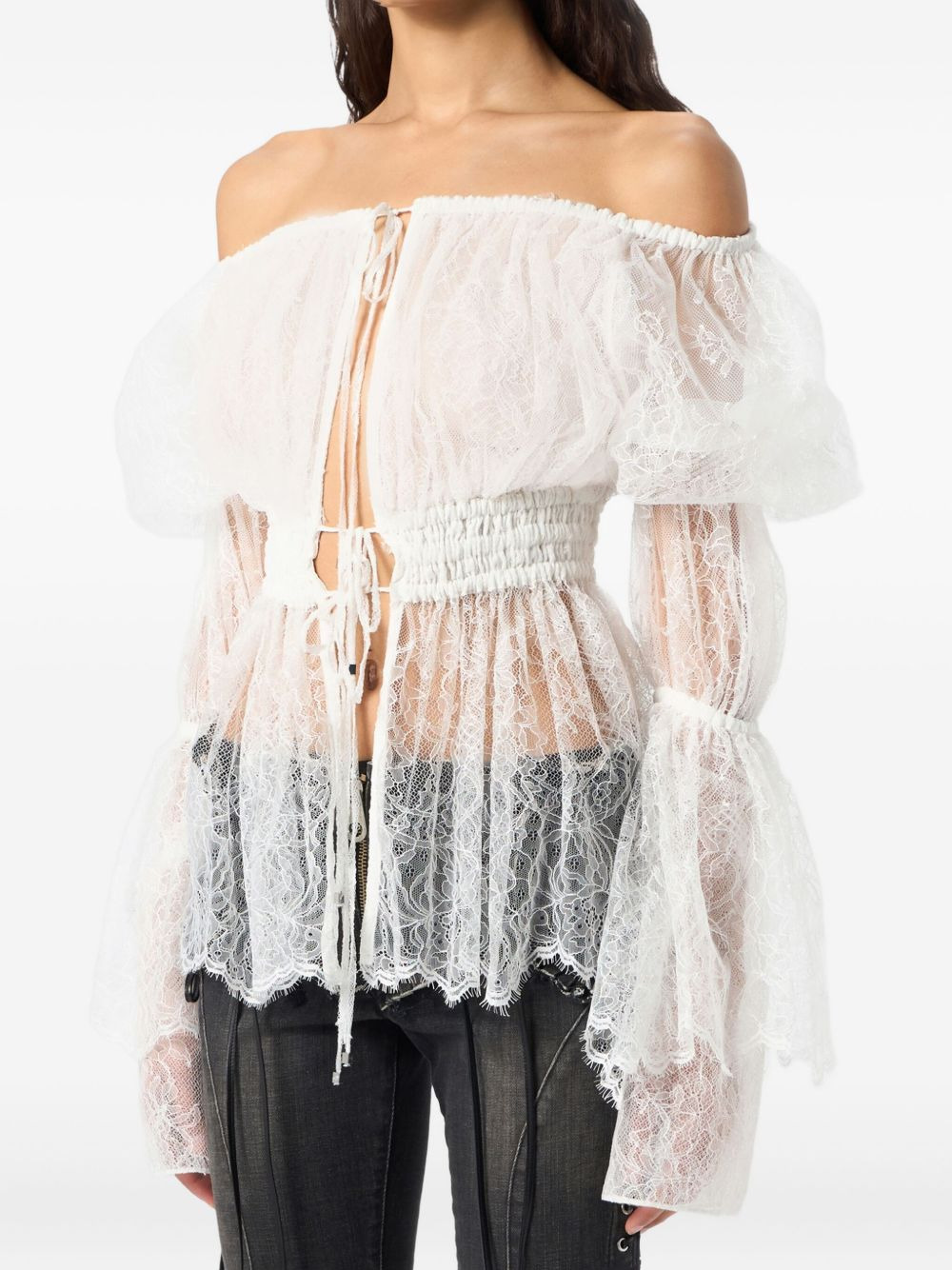 off-shoulder lace blouse - 3