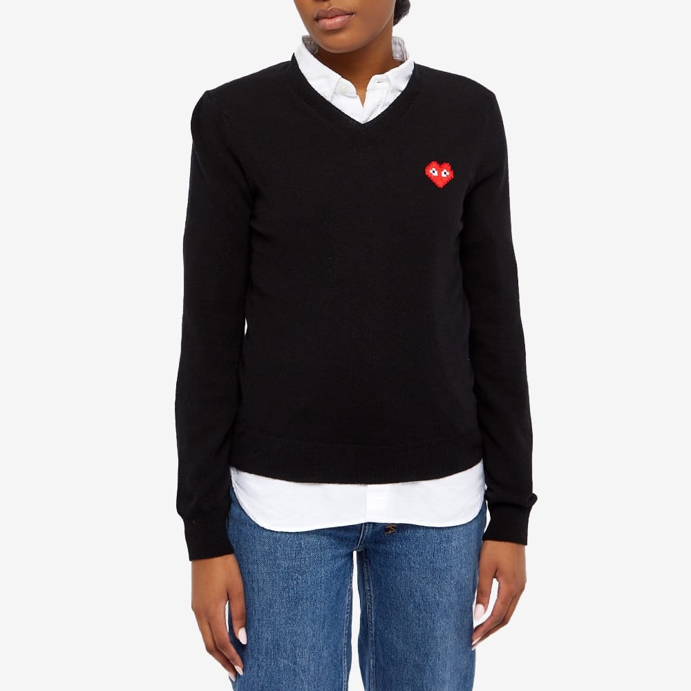 Comme des Garçons Play Invader Heart V-Neck Pullover - 2