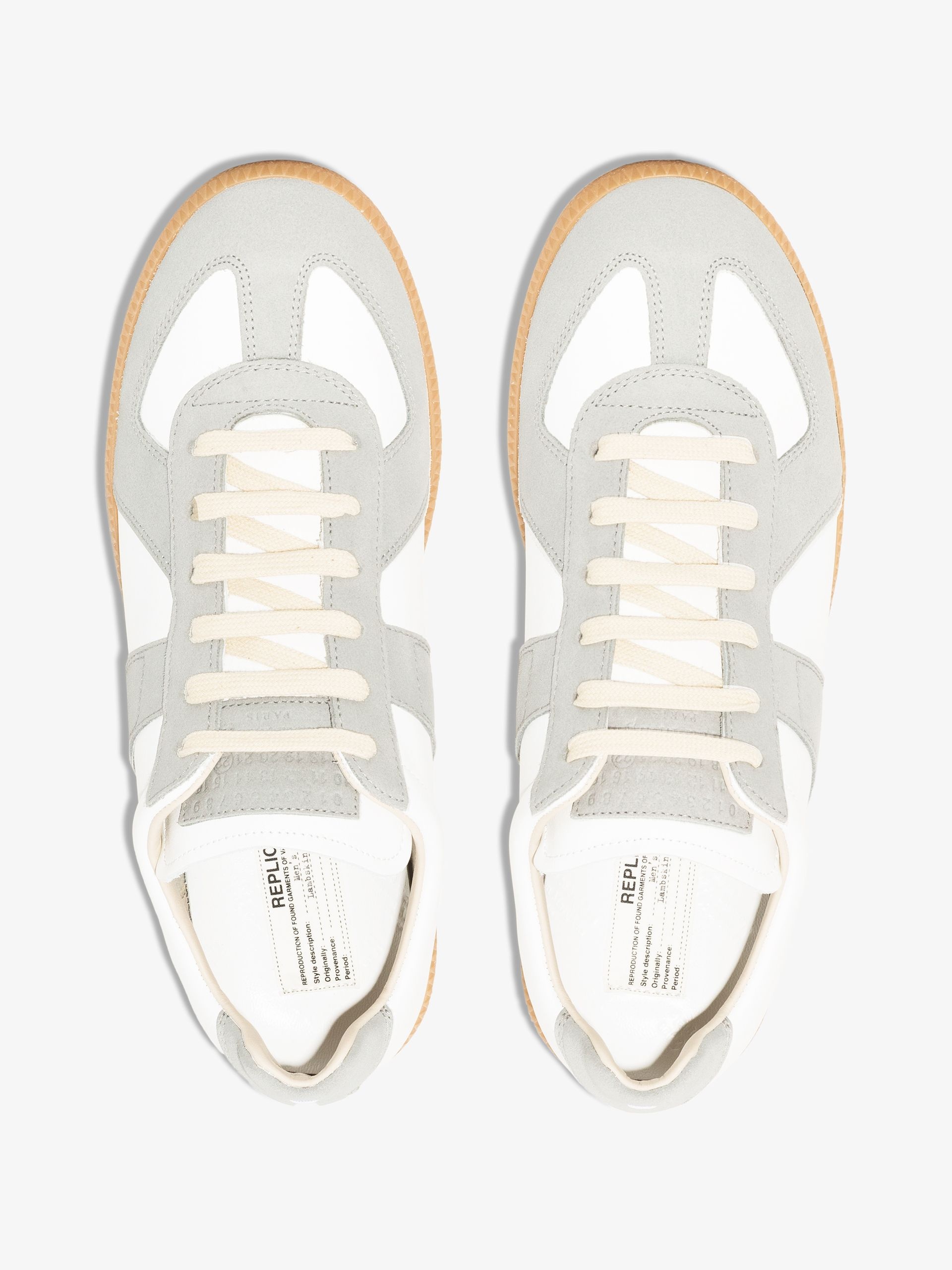 white and grey replica leather sneakers - 4