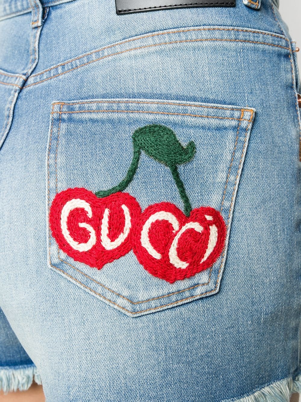 Gucci cherry washed denim shorts - 5