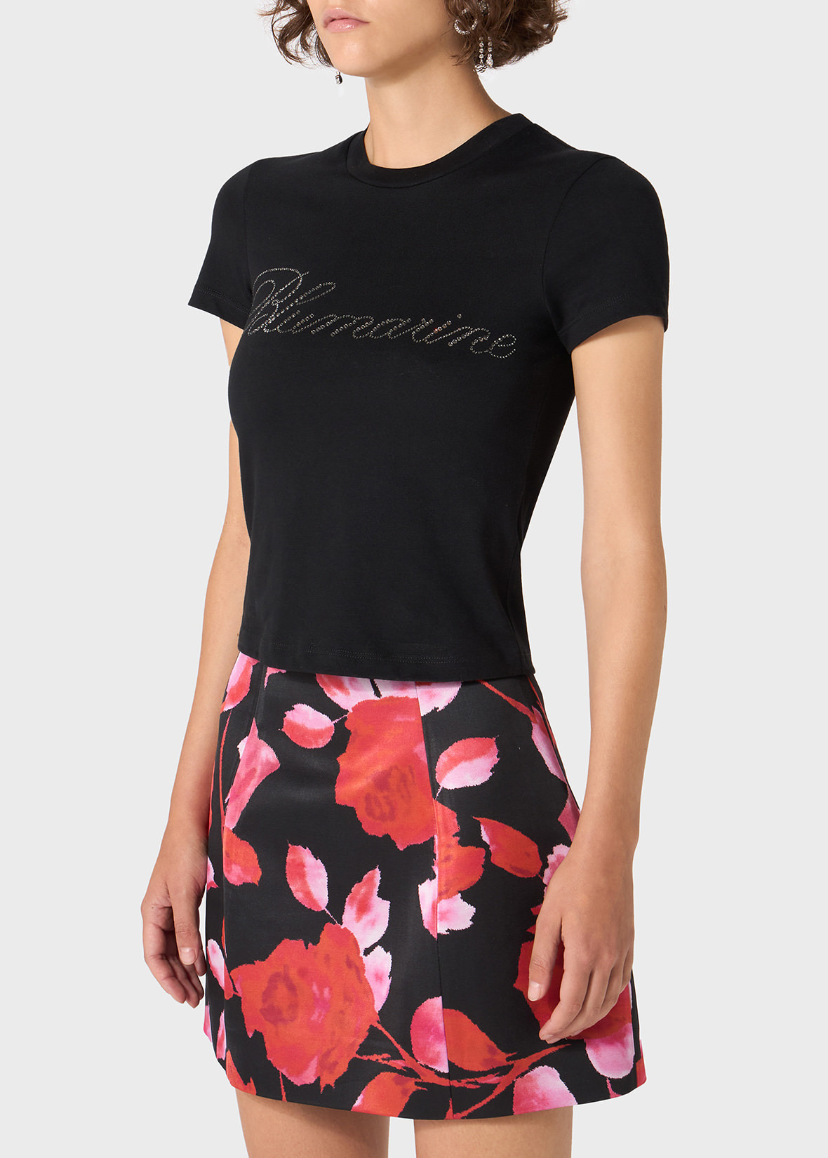 T-SHIRT WITH BLUMARINE RHINESTONE EMBROIDERY - 5