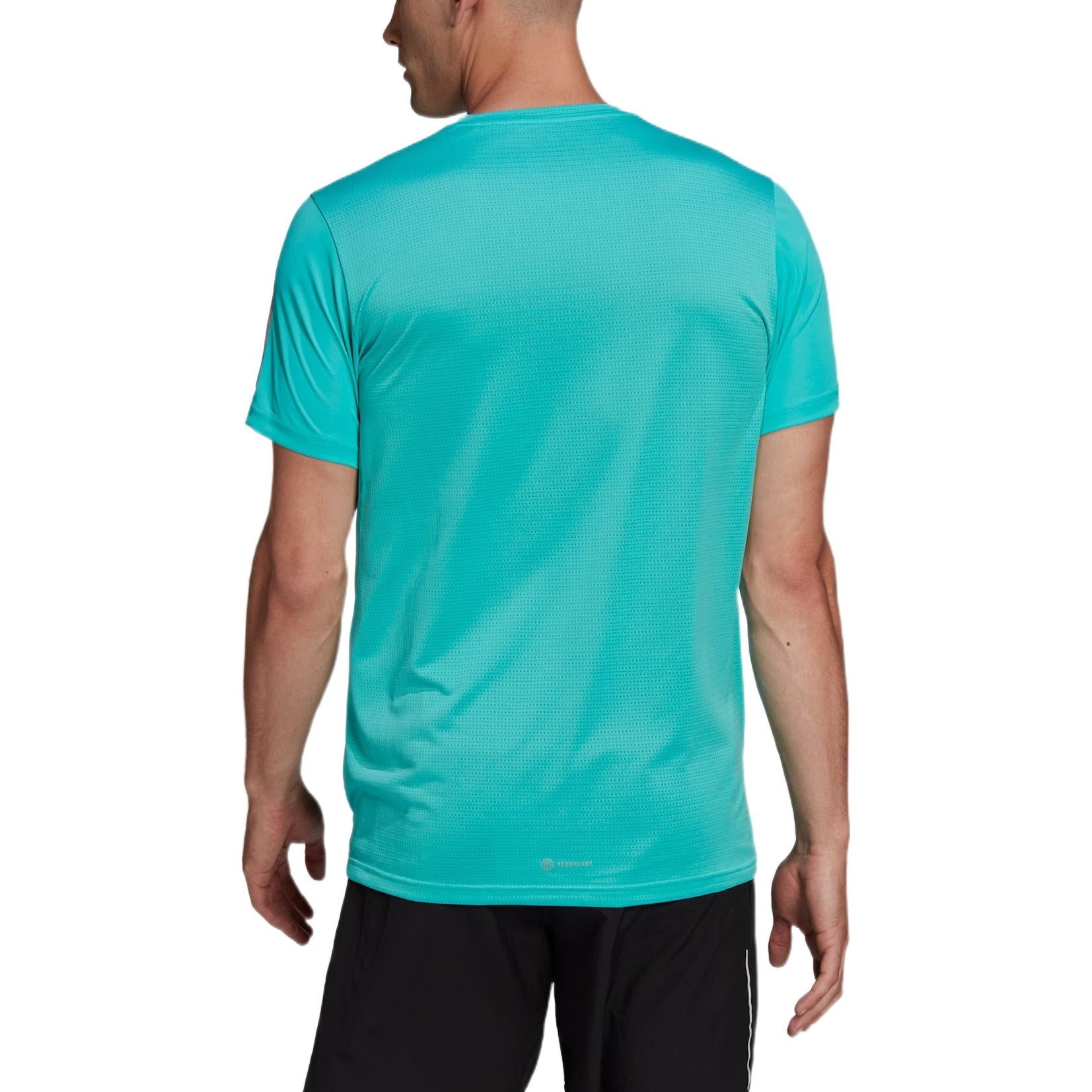 Men's adidas Solid Color Logo Round Neck Pullover Sports Short Sleeve Light Blue T-Shirt HB7435 - 3