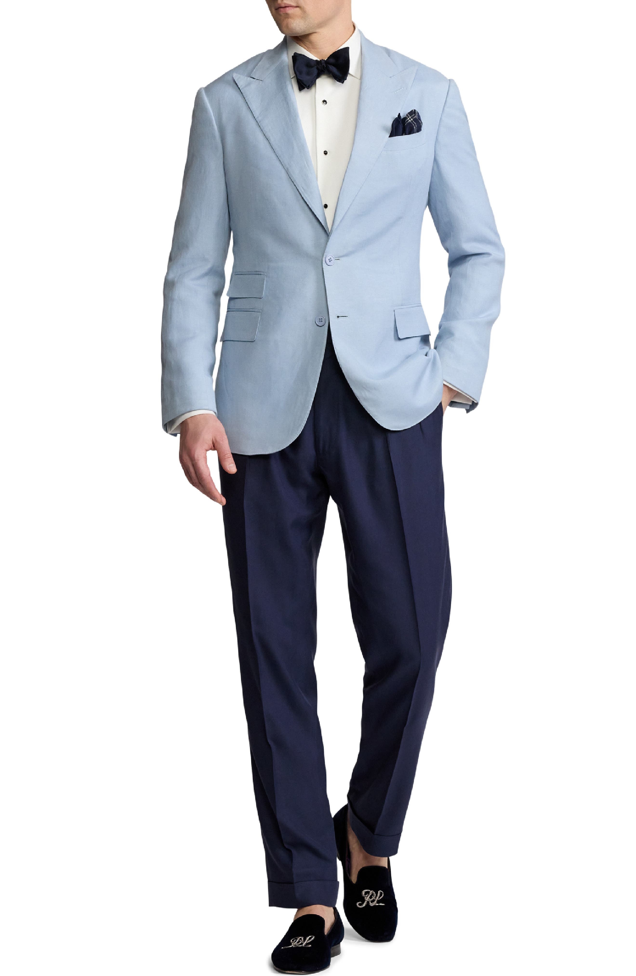 Ralph Lauren Purple Label Single Breasted Silk & Linen Canvas Sport Coat in Chambray Blue at Nordstr - 7