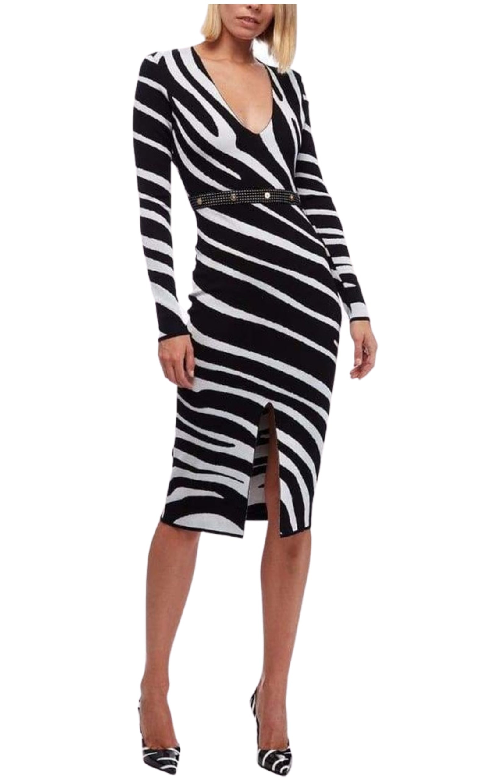 Zebra Print Sweater Dress - 2