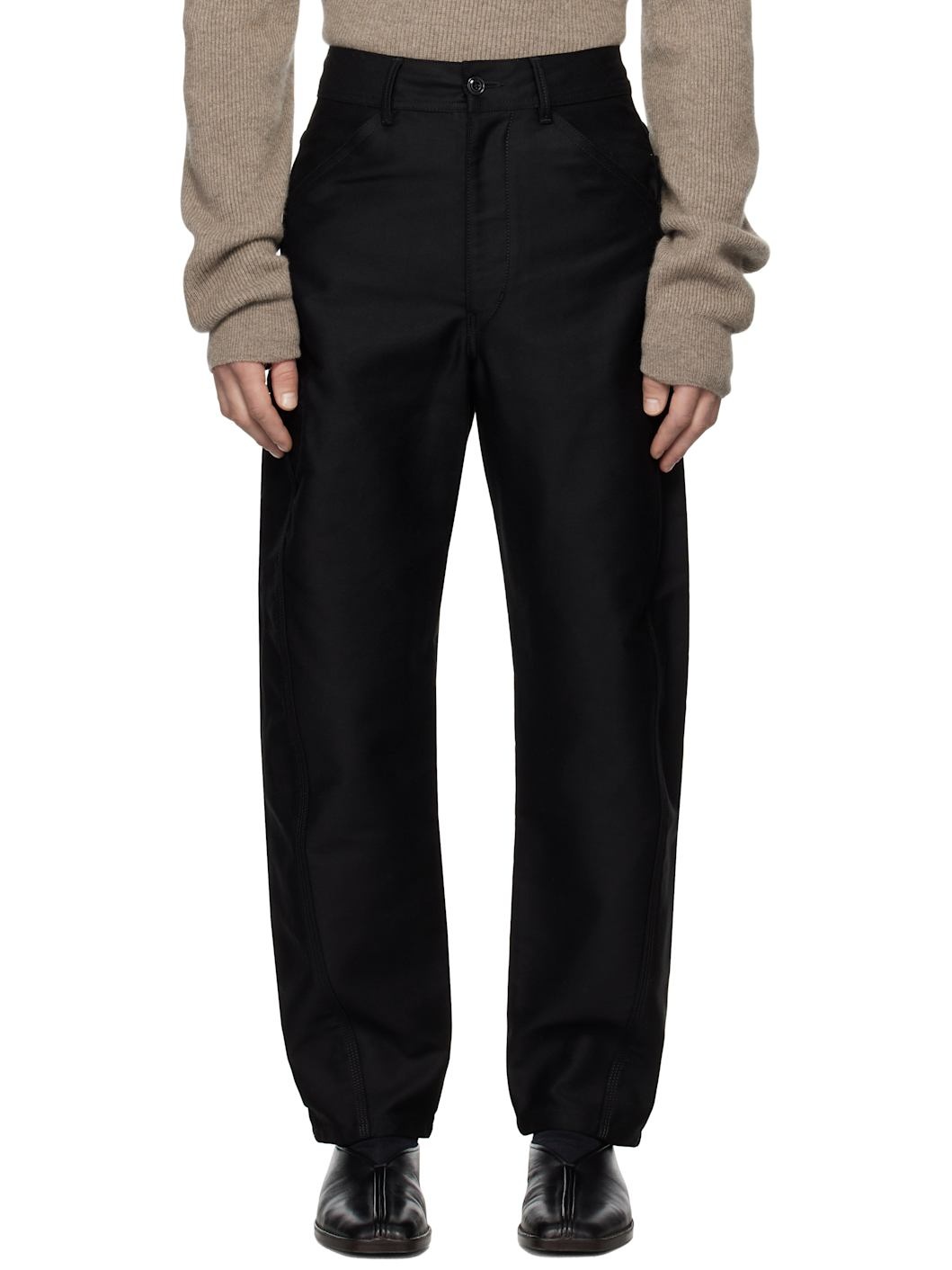 Black Twisted Workwear Trousers - 1