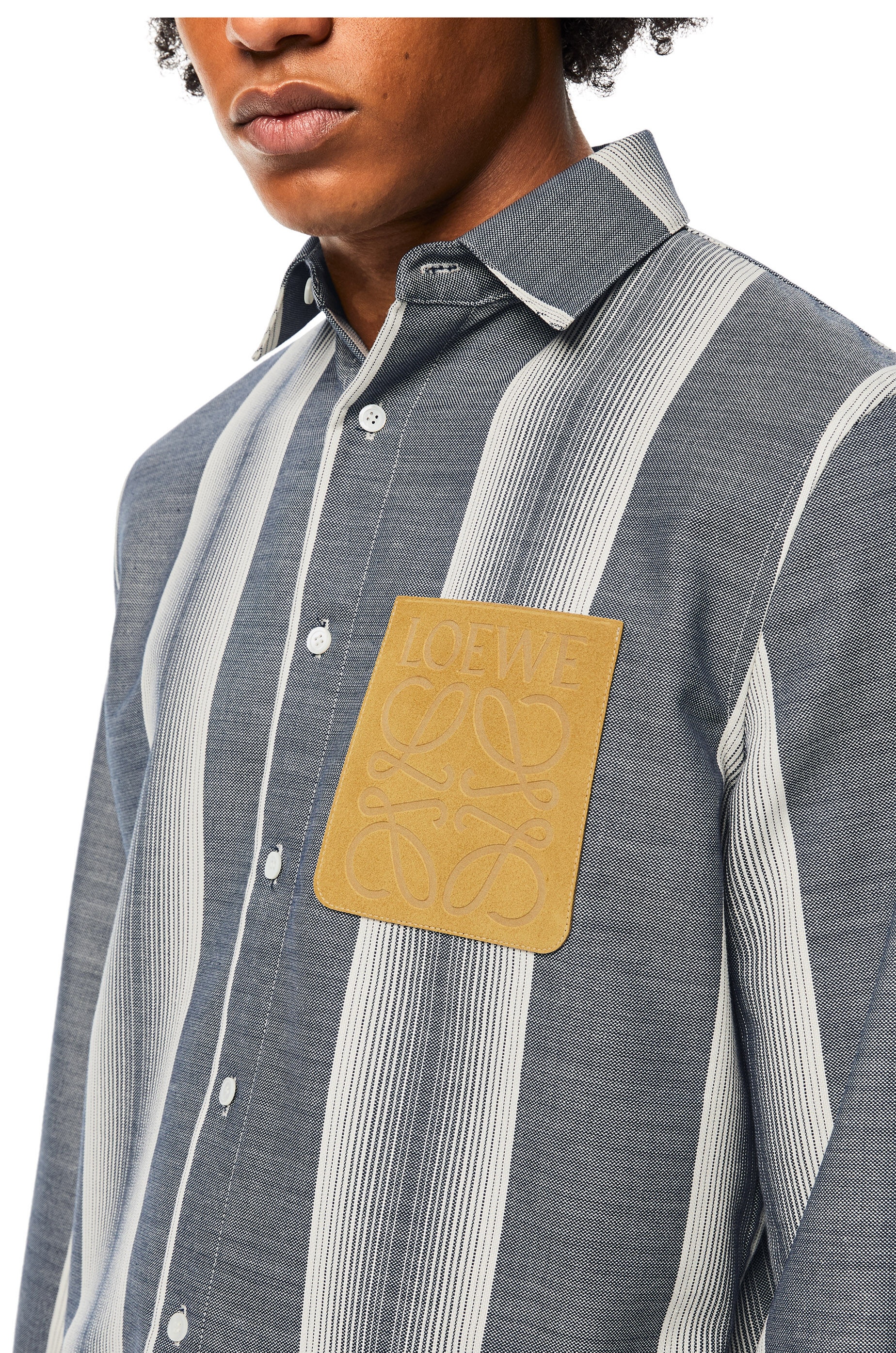 Stripe overshirt in wool and cotton - 5