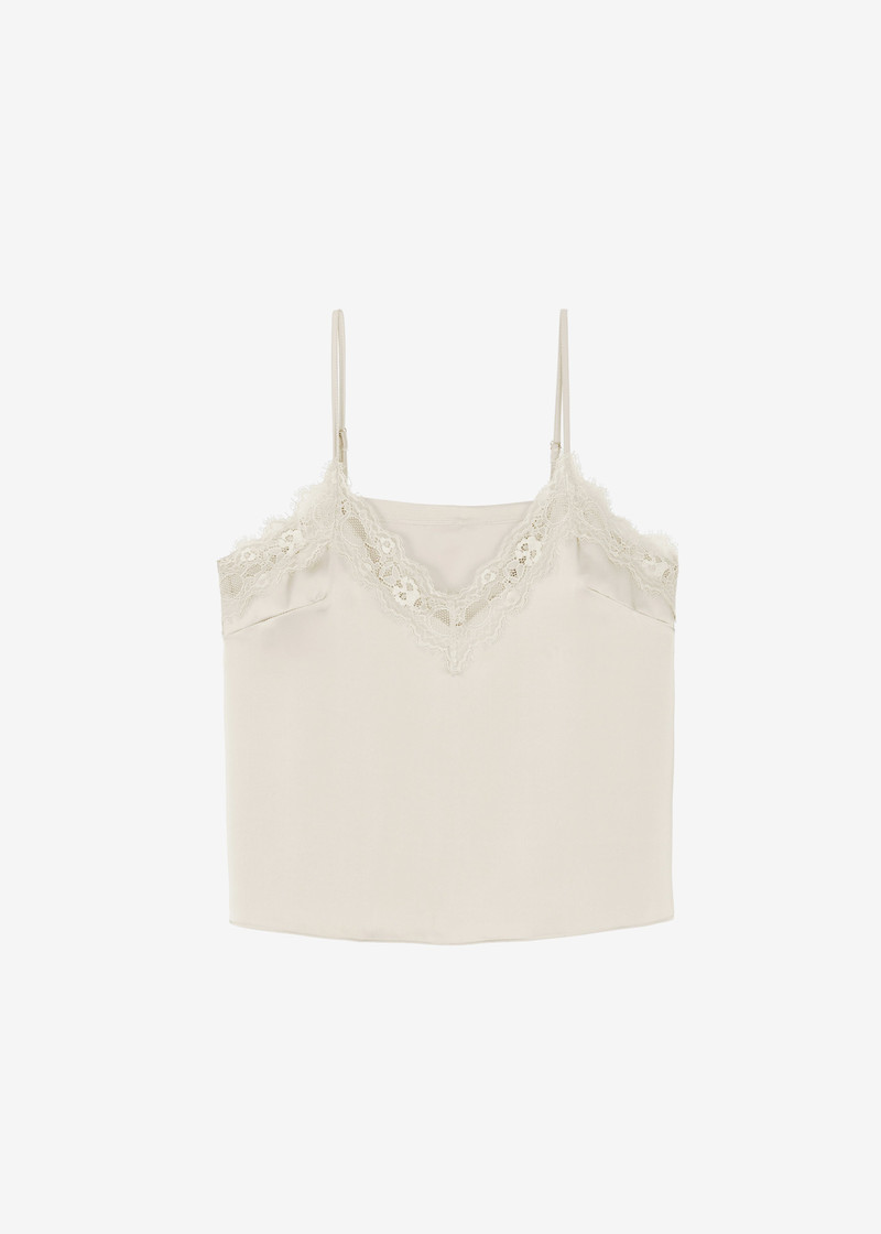 Varnell Satin Lace Top - Beige 1