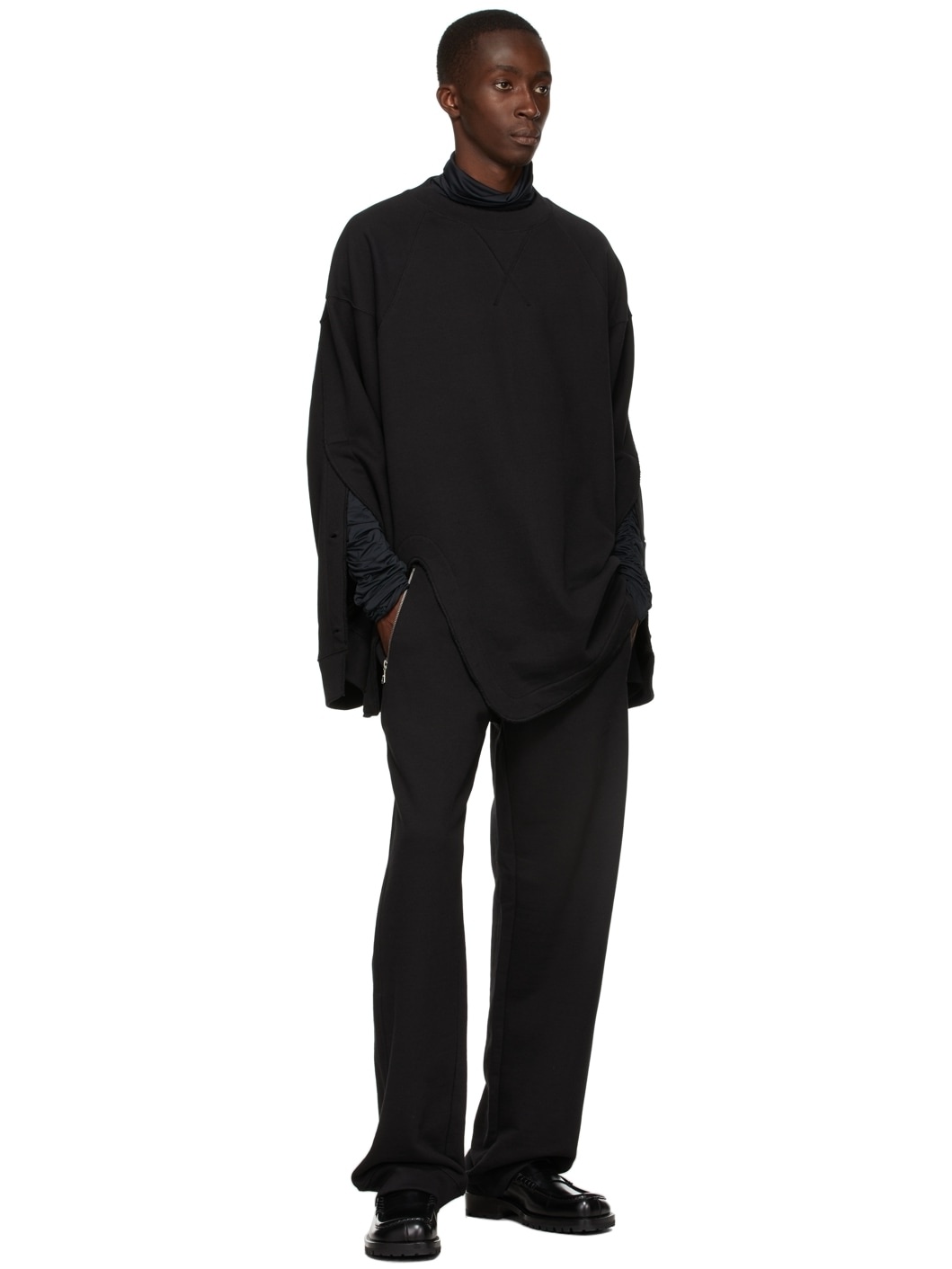 Black Stretch Ruched Turtleneck - 4