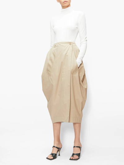 Bottega Veneta Tulip wrap-front cotton-blend poplin skirt outlook