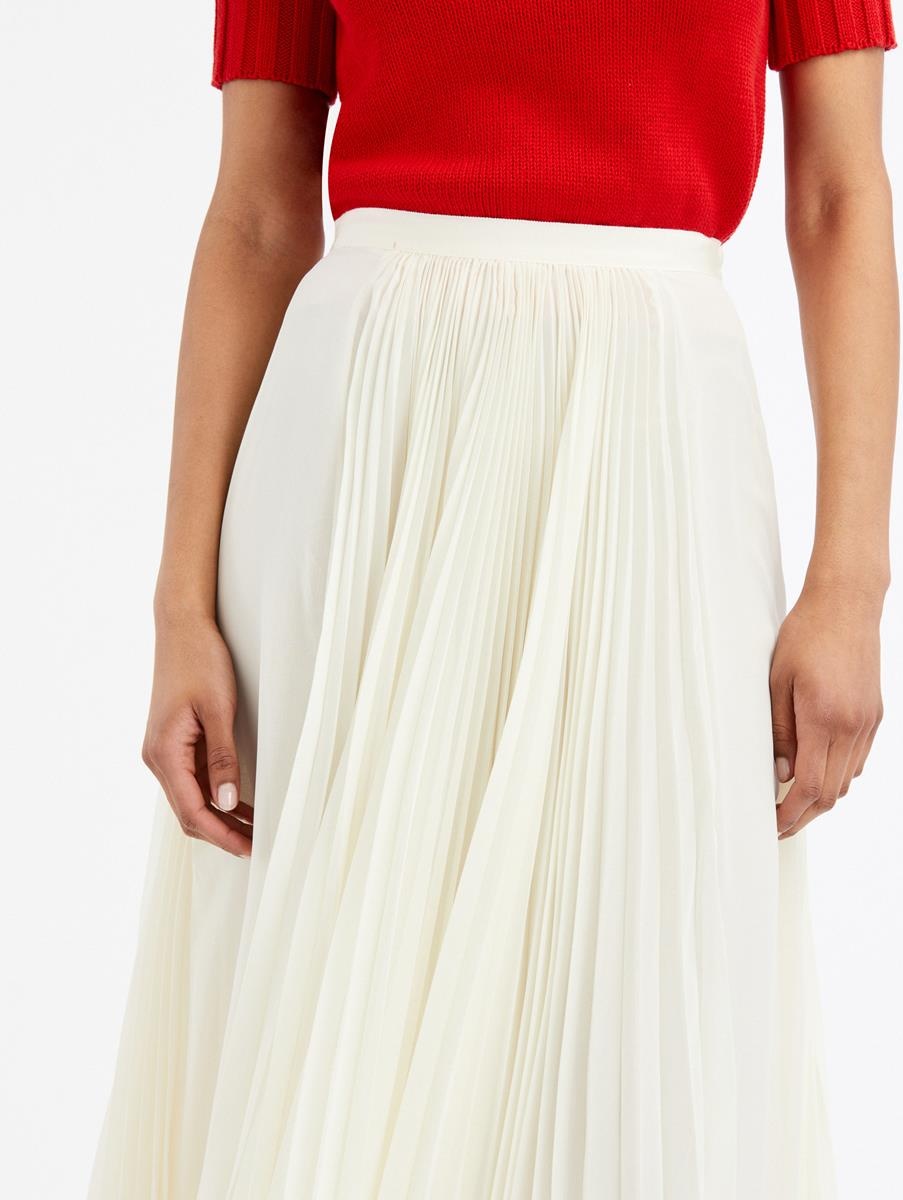 PLEATED SILK MIDI SKIRT - 4