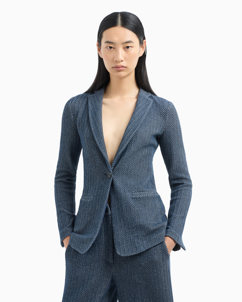 EMPORIO ARMANI SINGLE-BREASTED BLAZER CHEVRON-MOTIF JERSEY outlook