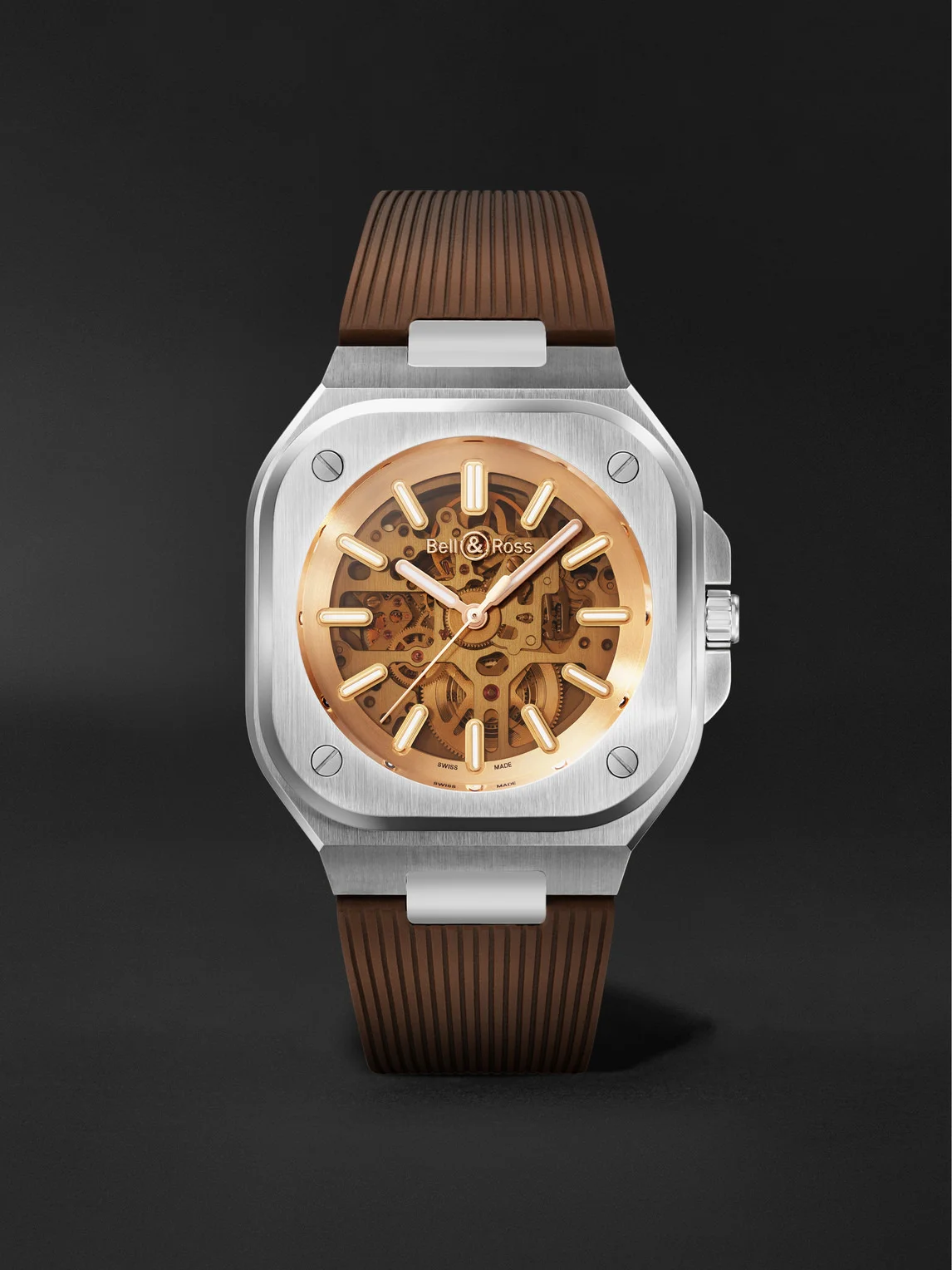 BR 05 Skeleton Gold Automatic Stainless Steel Watch, Ref. BR05A-CH-SKST/SRB - 1