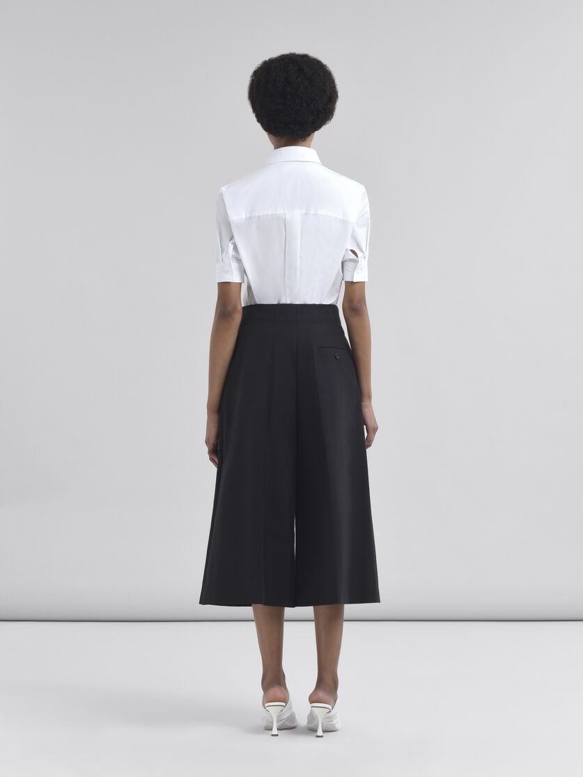 BLACK WIDE LEG COTTON BERMUDA SHORTS WITH MARNI SYMBOL - 3