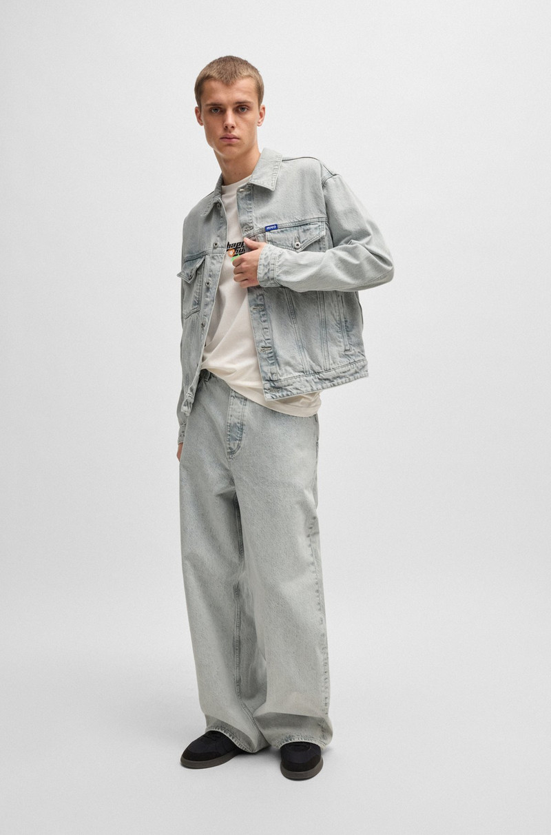HUGO REGULAR-FIT JACKET IN LIGHT-GRAY STONEWASHED DENIM outlook