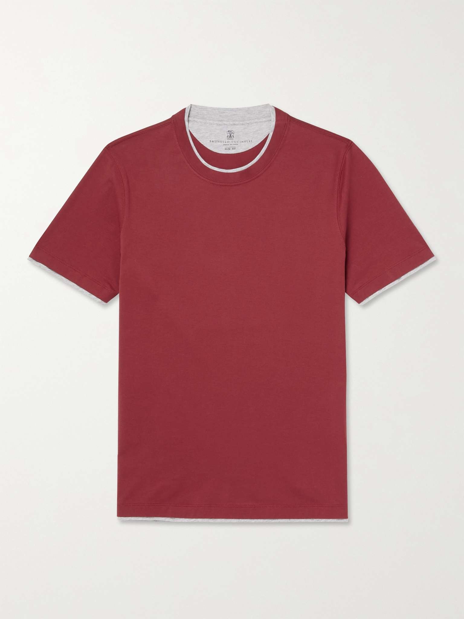 Slim-Fit Layered Cotton-Jersey T-Shirt - 1