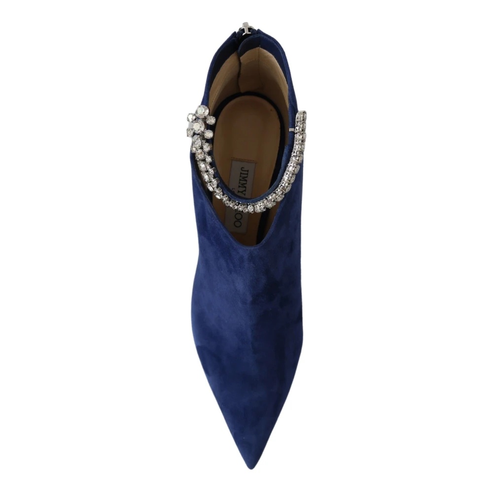 BLUE CRYSTAL STRAP HEELED BOOTS - 4