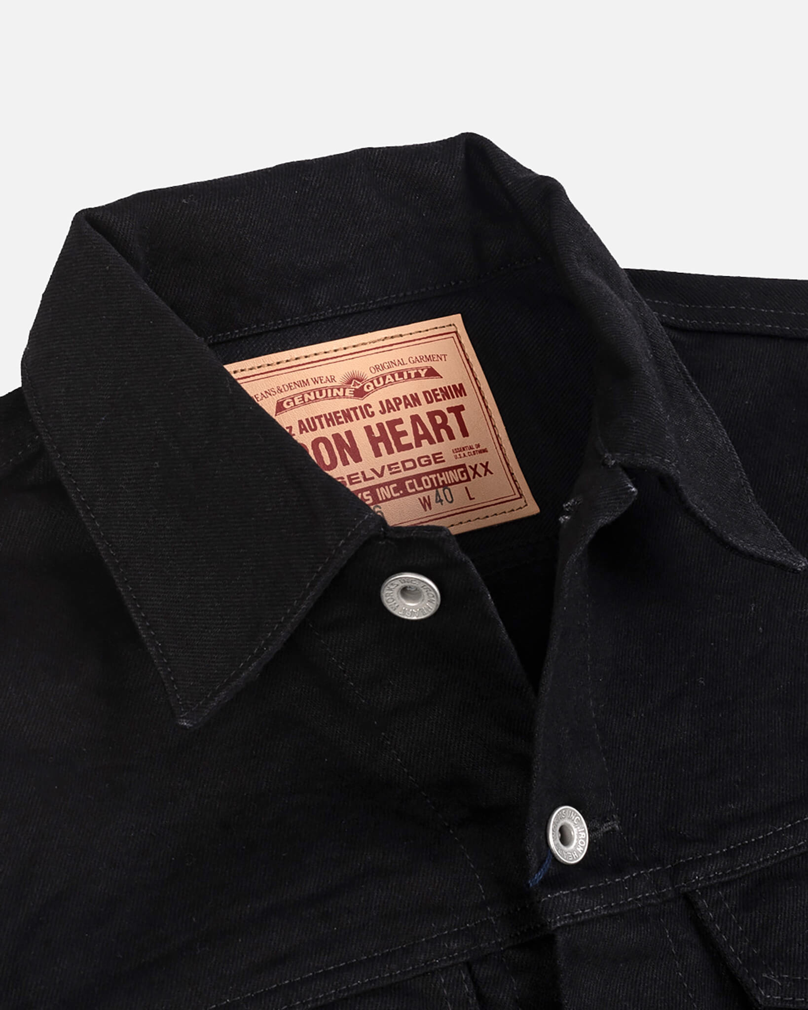 IHJ-86-BLK 14oz Selvedge Denim Modified Type III Jacket -  Black/Black - 8