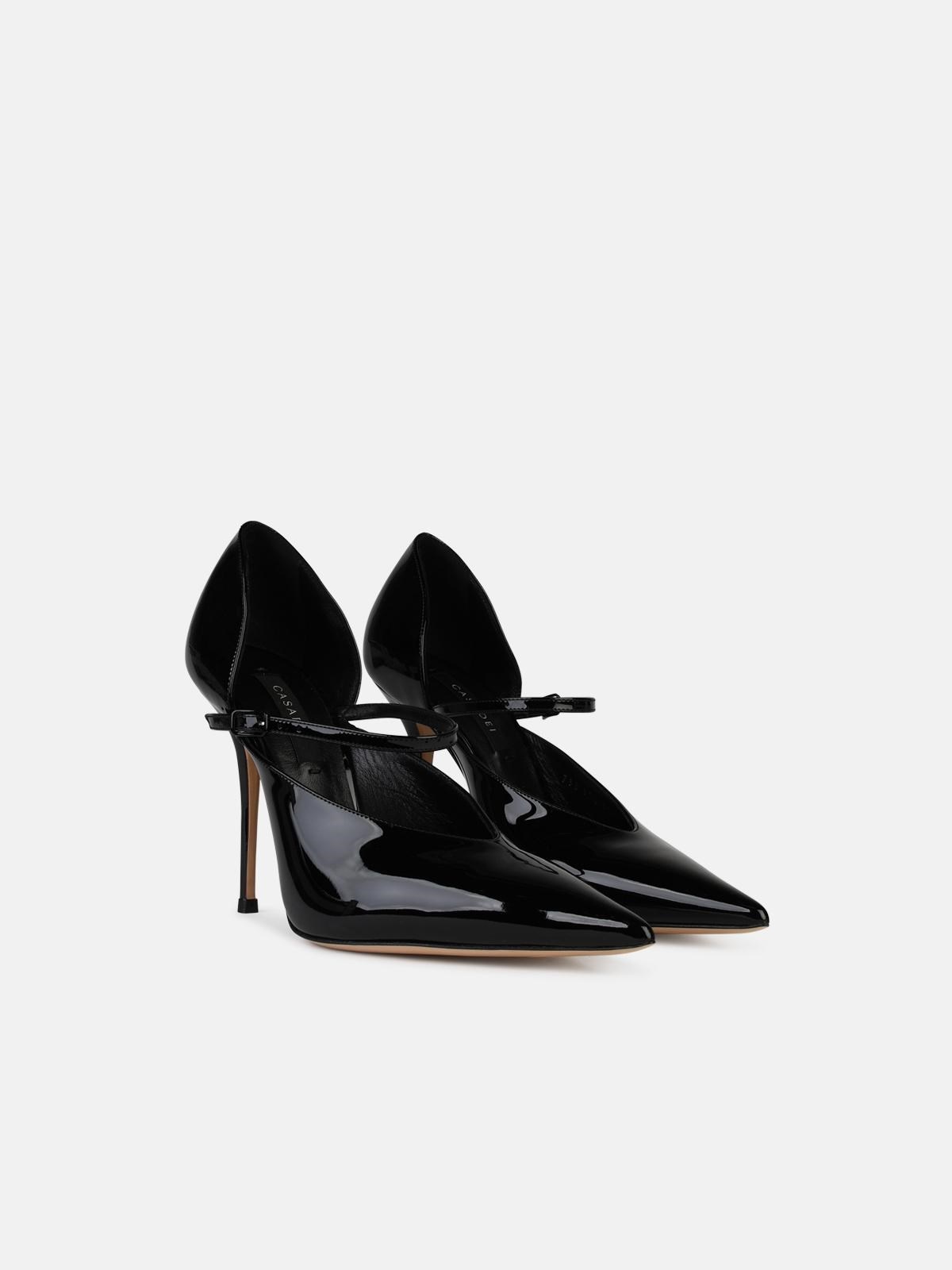 'SCARLET' BLACK SHINY LEATHER PUMPS - 2