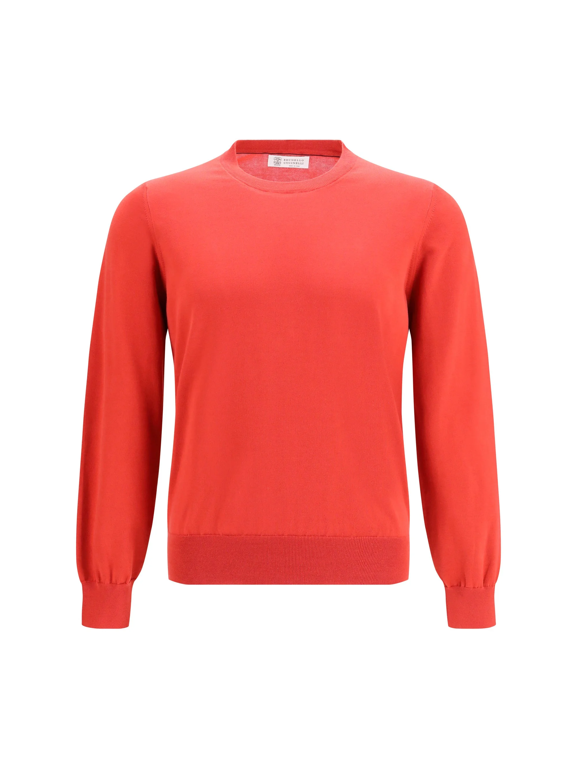 Brunello Cucinelli Cotton Crewneck Sweater — Red - 1